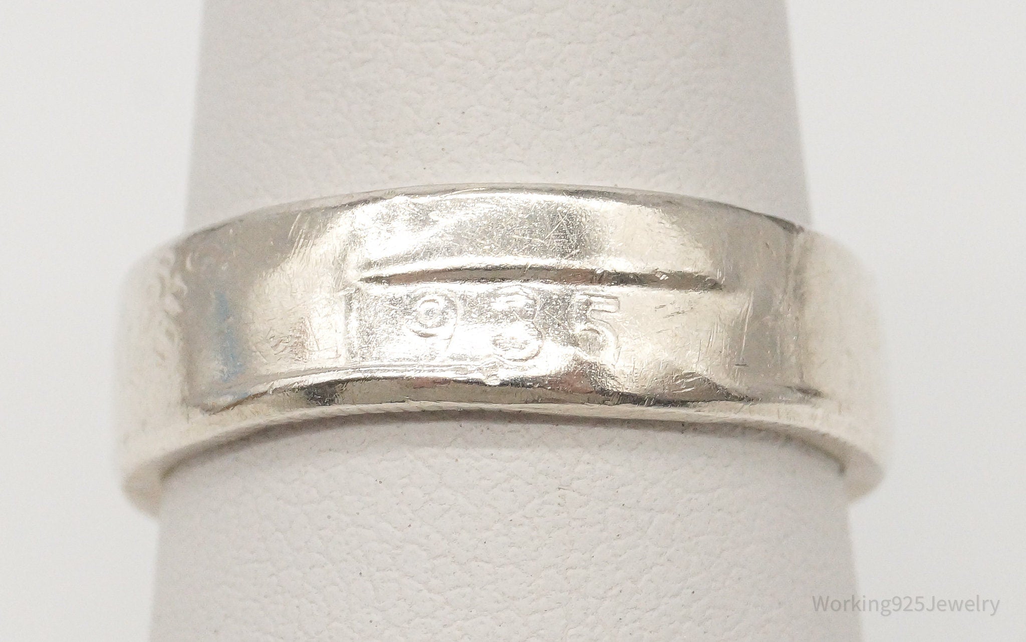 Vintage 1935 Washington Quarter Coin Silver Ring - Size 8