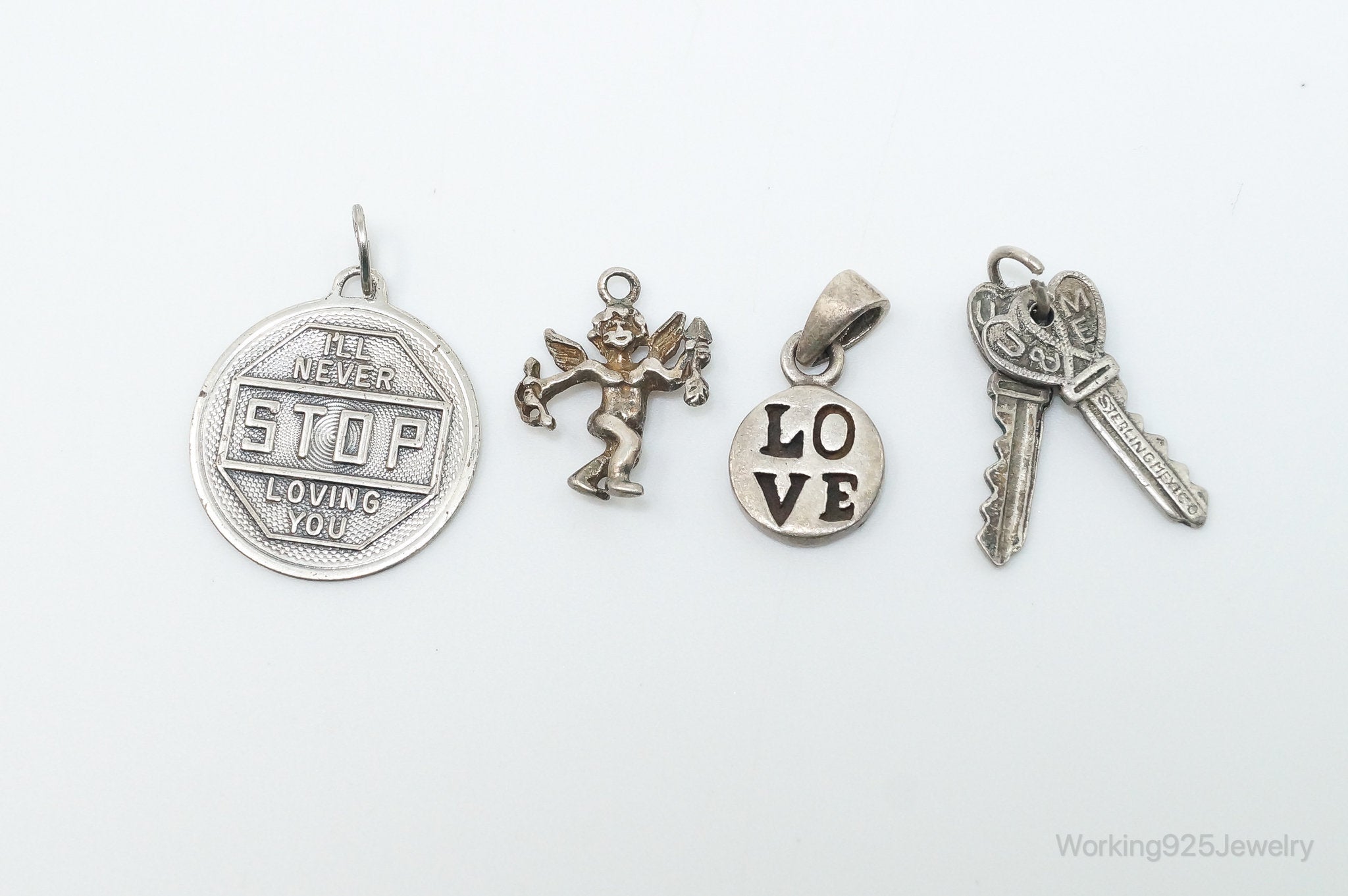 Vintage Antique Love Sterling Silver Charms Set Lot