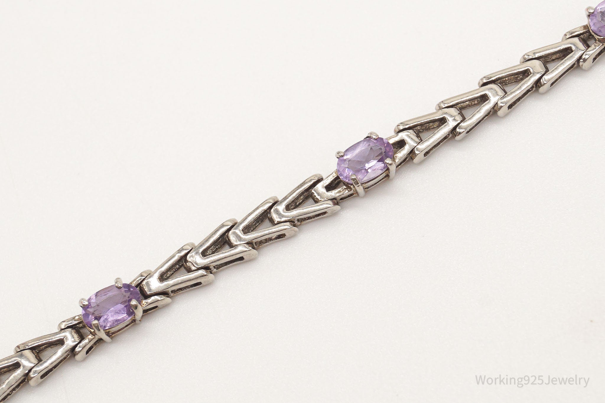 Vintage Designer FAS Amethyst Sterling Silver Plated Bracelet