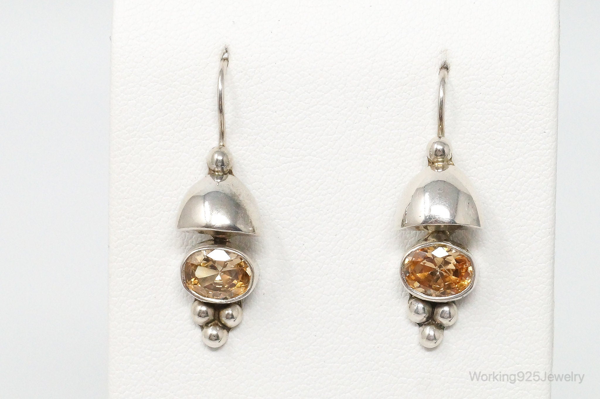 Vintage Citrine Bali Inspired Sterling Silver Earrings