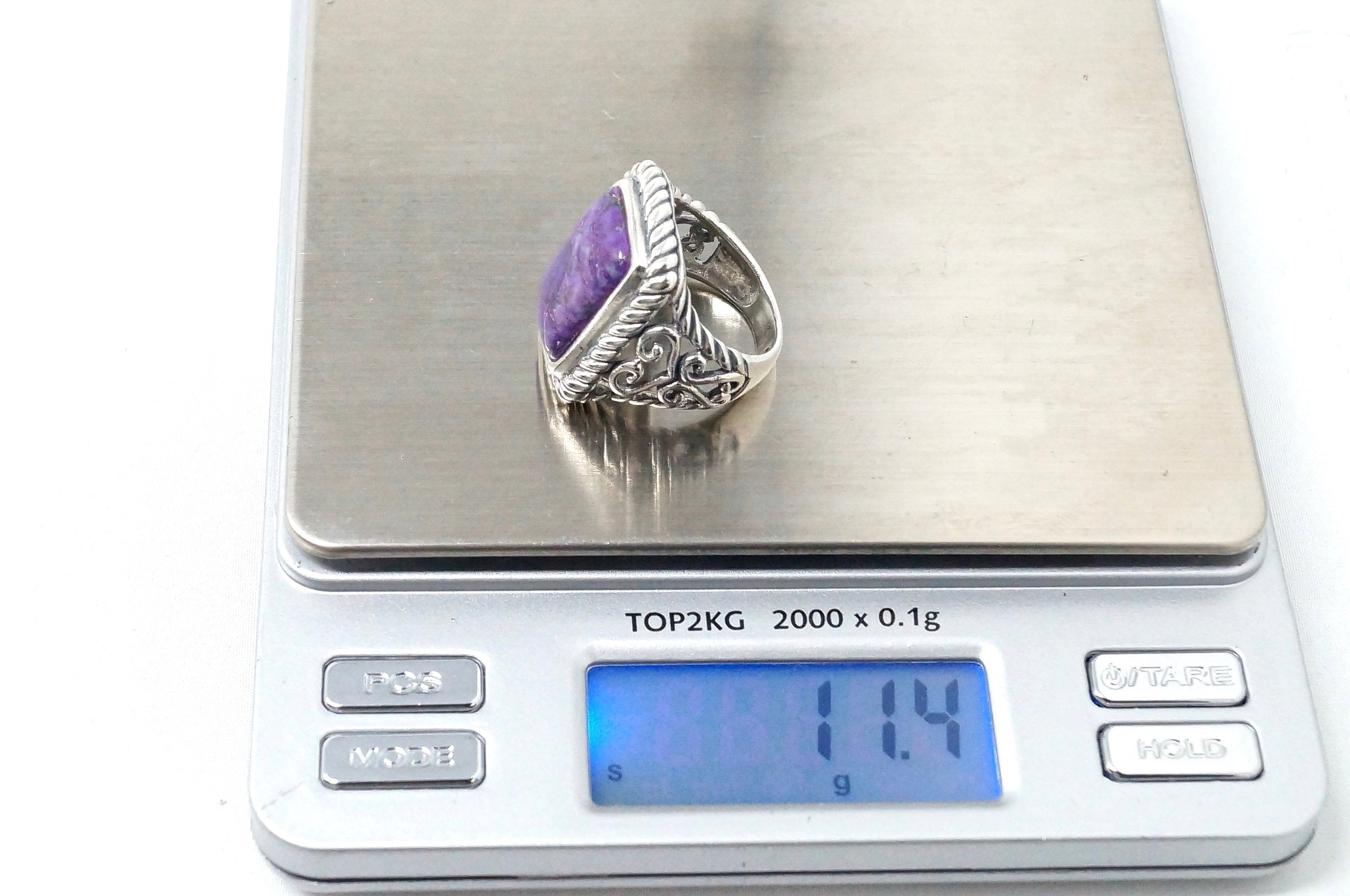 Designer NK Purple Mojave Turquoise Cable Design Statement Ring Sterling Sz 6.5