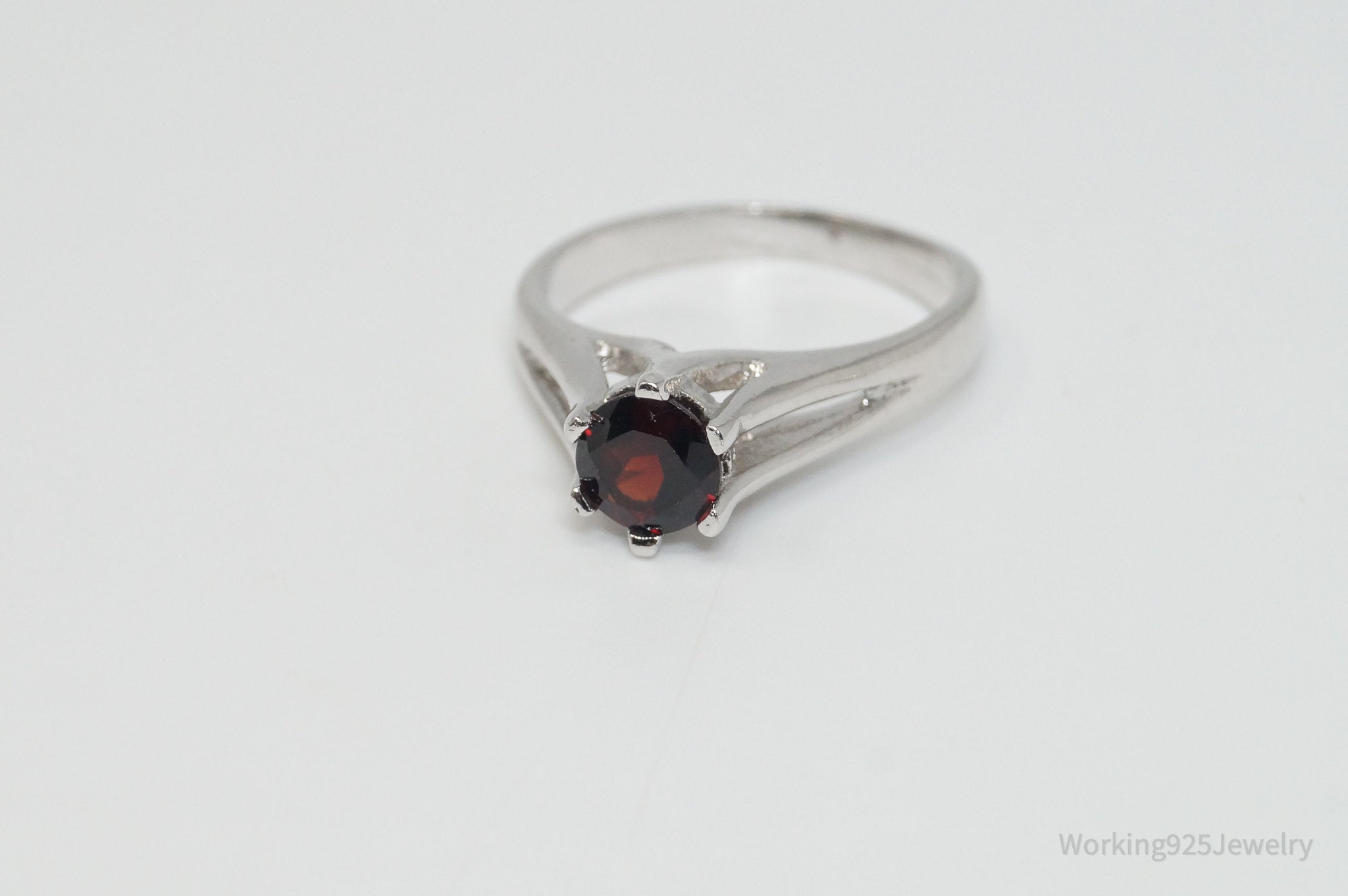 Vintage Art Deco Garnet Sterling Silver Ring - Size 7.25