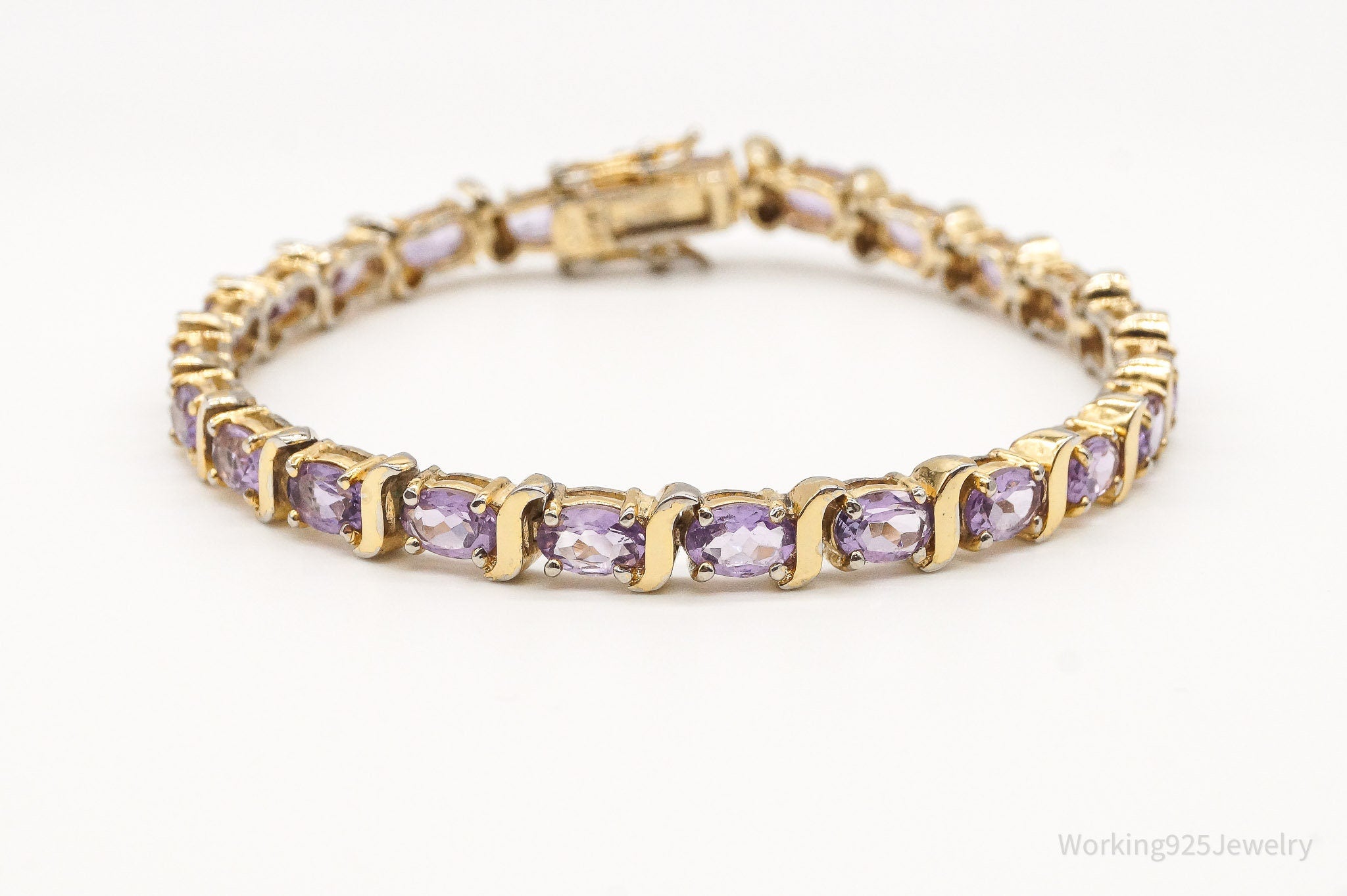 Vintage Amethyst Gold Vermeil Sterling Silver Bracelet