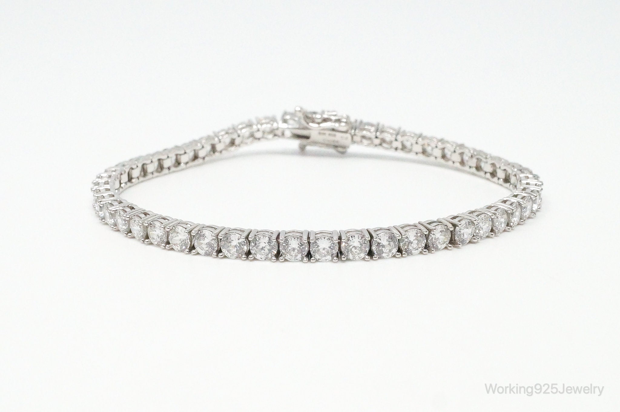 Vintage Designer SW Cubic Zirconia Sterling Silver Tennis Bracelet