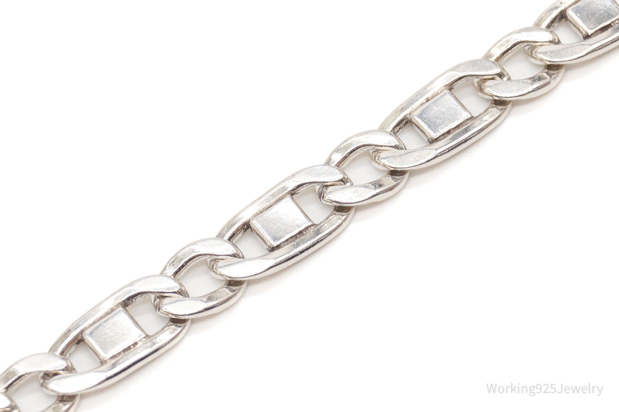 Vintage Italian Figaro Chain Link Sterling Silver Bracelet