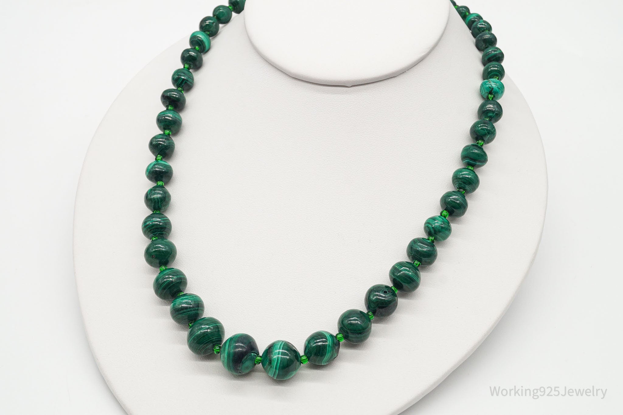 Vintage Green Malachite Bead Necklace