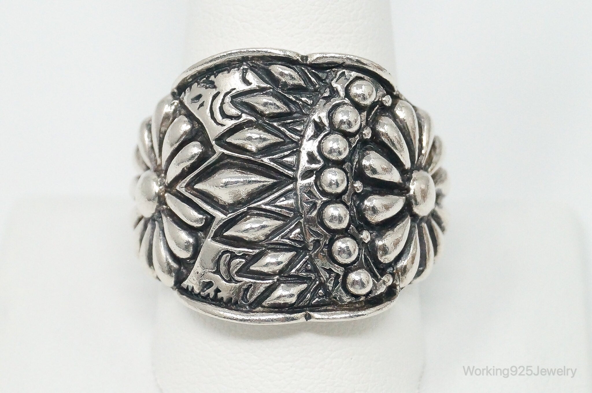 Vintage Designer BBJ Southwestern Sterling Silver Ring - Size 11