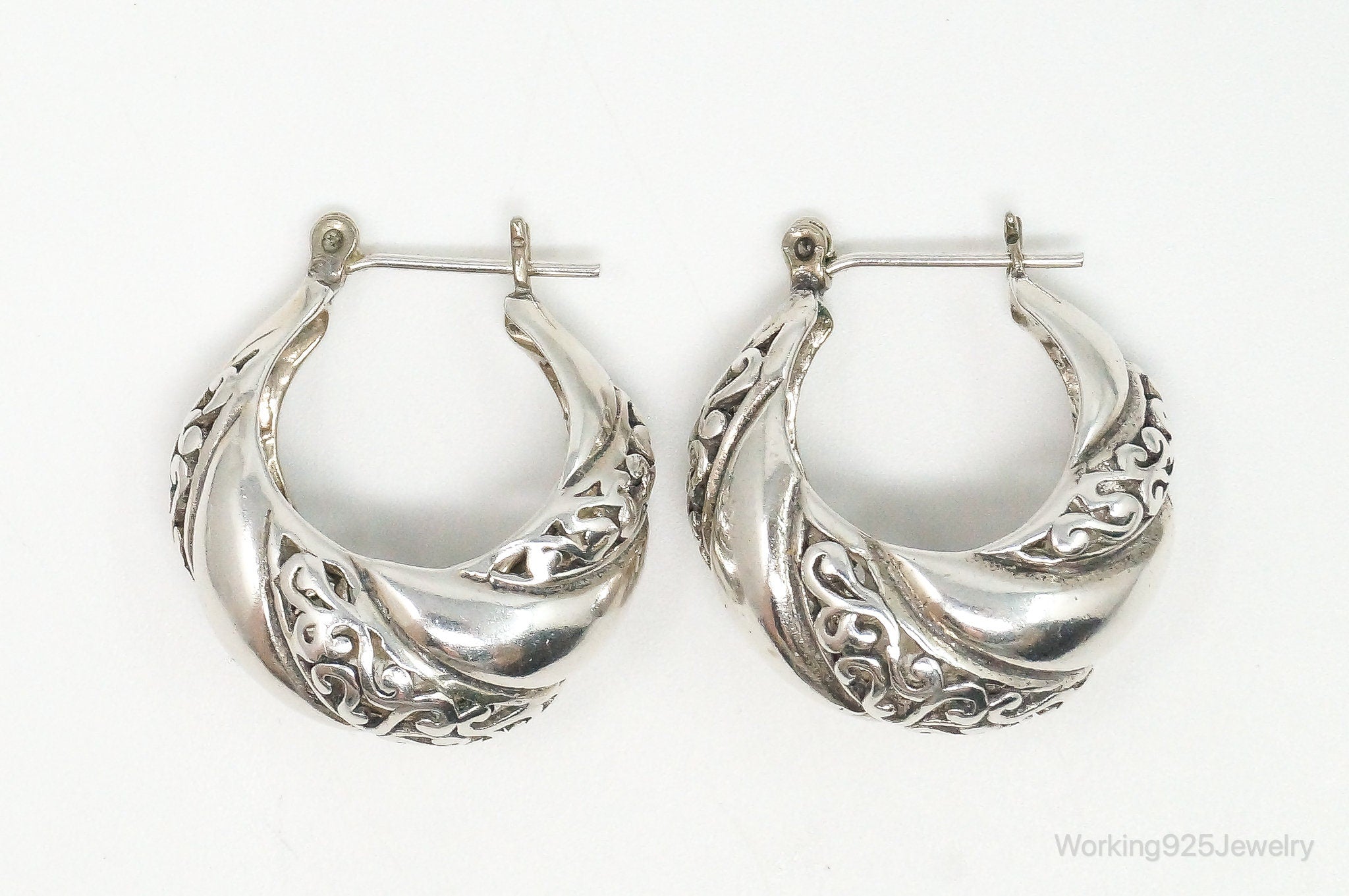 Vintage Bali Inspired Scroll Sterling Silver Earrings