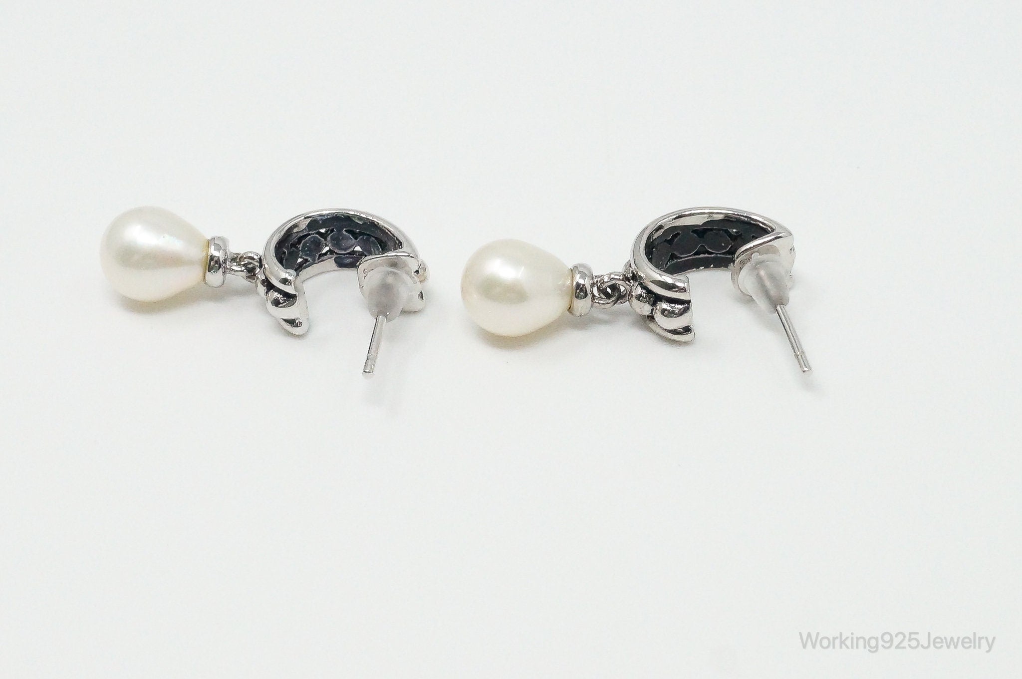 Designer Pearl Sterling Silver Earrings