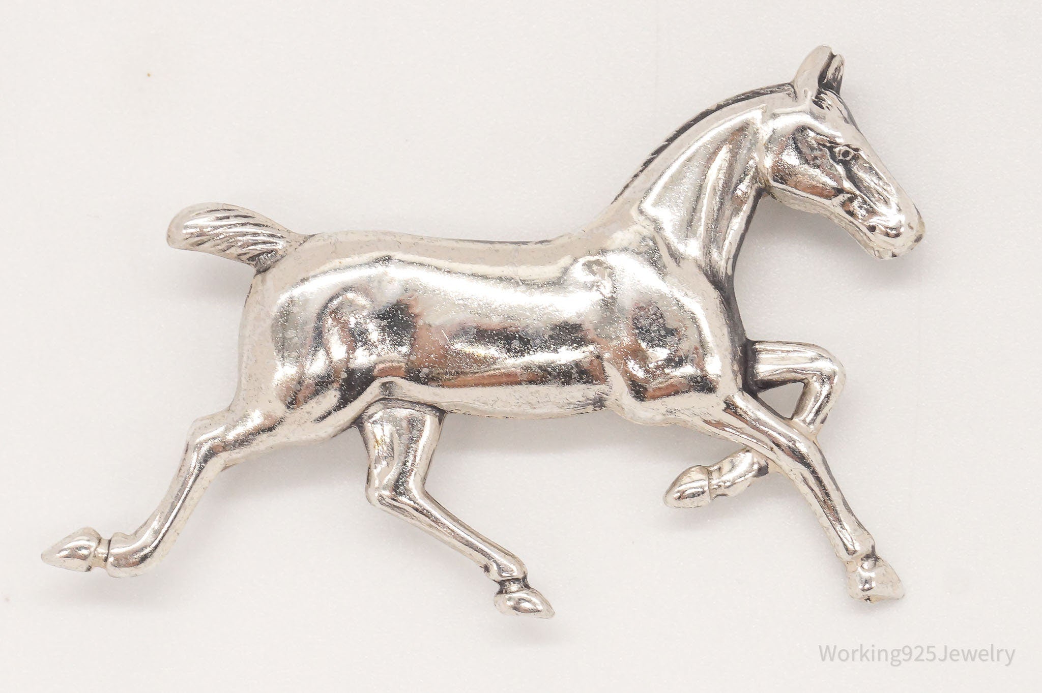 Antique Horse Sterling Silver Brooch Pin