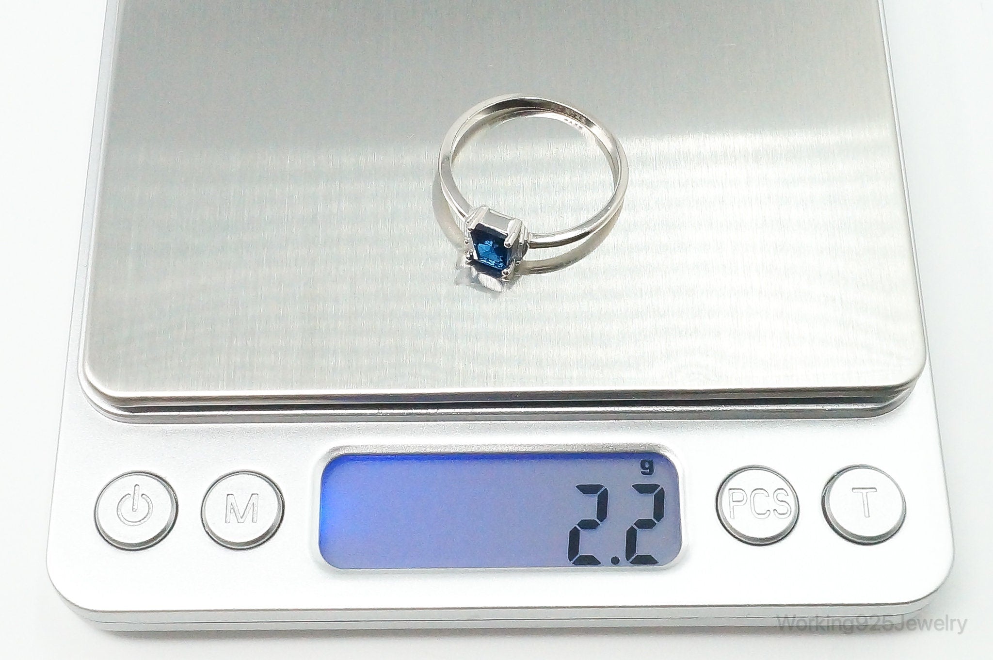 Lab Sapphire Cubic Zirconia Sterling Silver Ring - Size 10.5