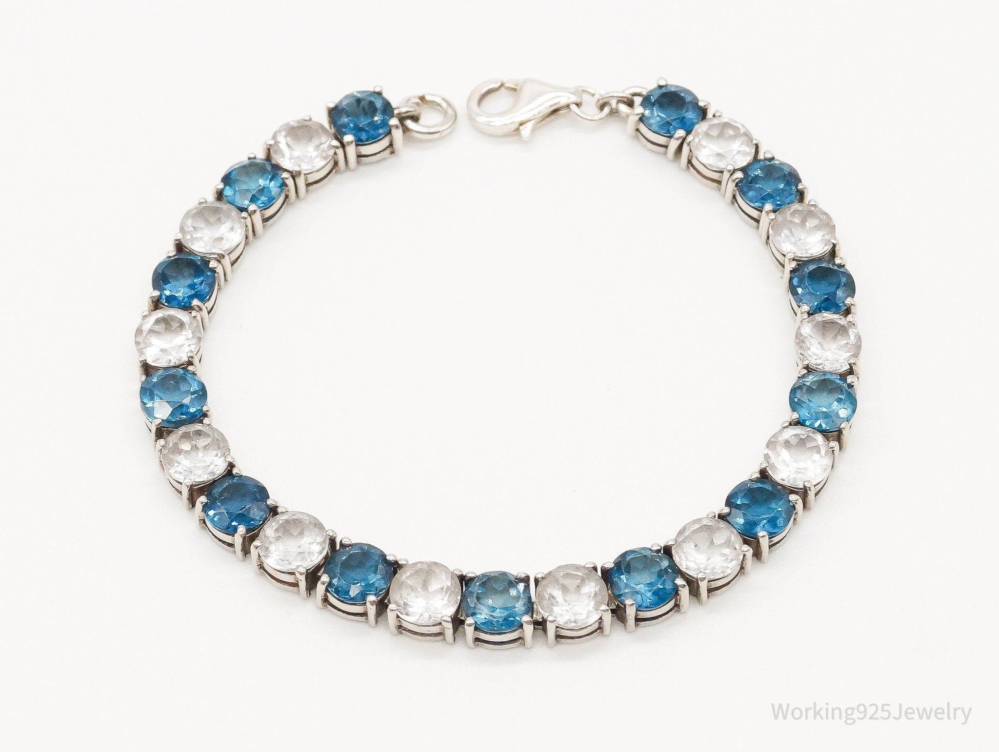 Blue & White Topaz Sterling Silver Bracelet