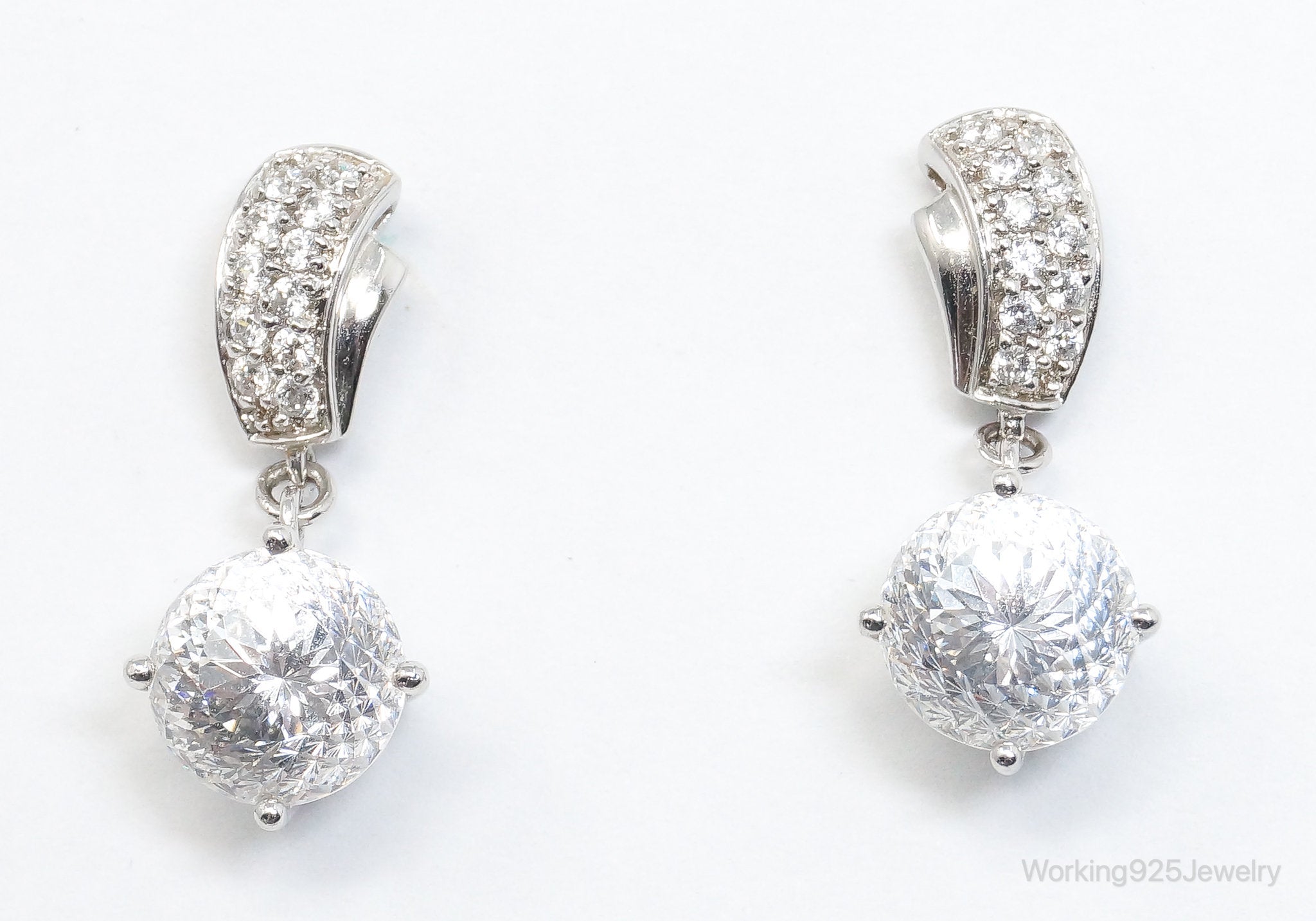 Designer MEDA Cubic Zirconia Sterling Silver Earrings