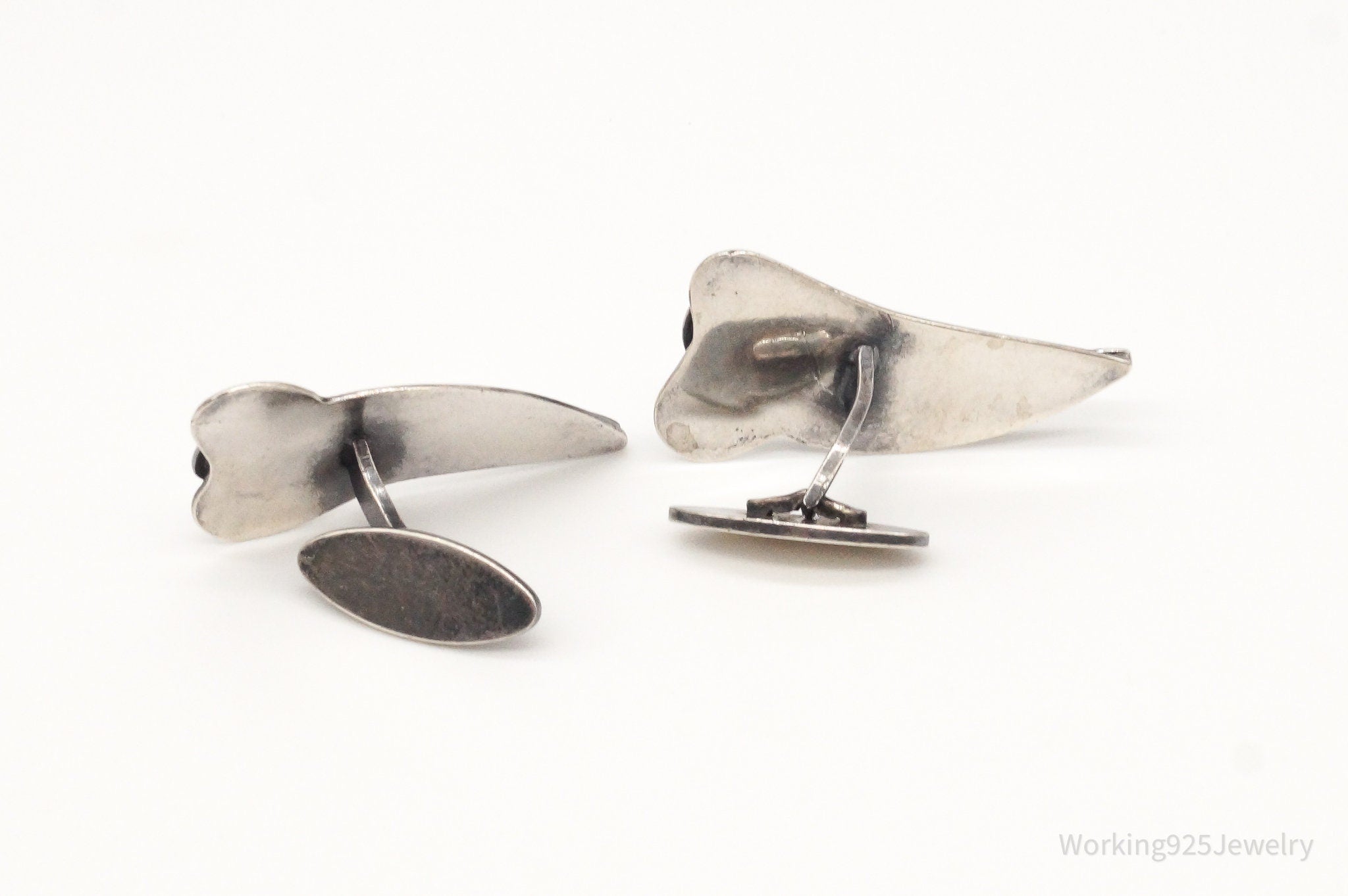 Rare Vintage Denmark Modernist Hermann Siersbol Sterling Silver Cufflinks