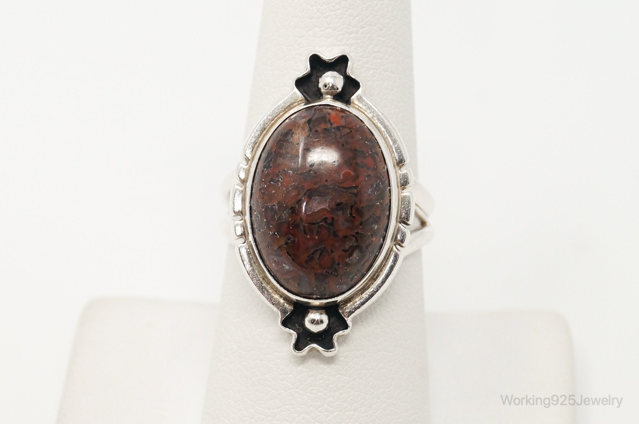 Vintage Designer Desert Rose Trading DTR Red Jasper Sterling Silver Ring - 8