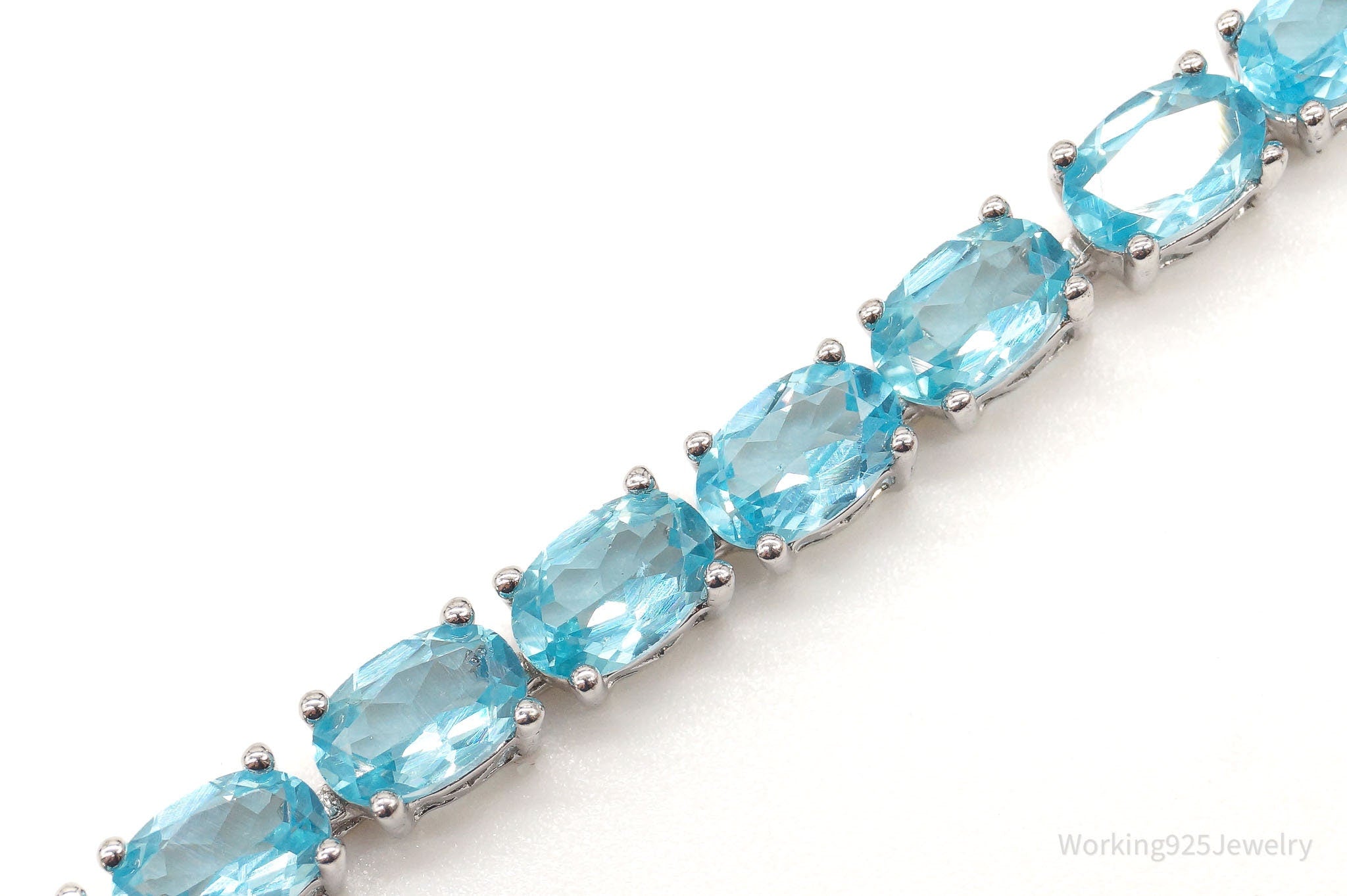 Vintage Blue Topaz Sterling Silver Tennis Bracelet