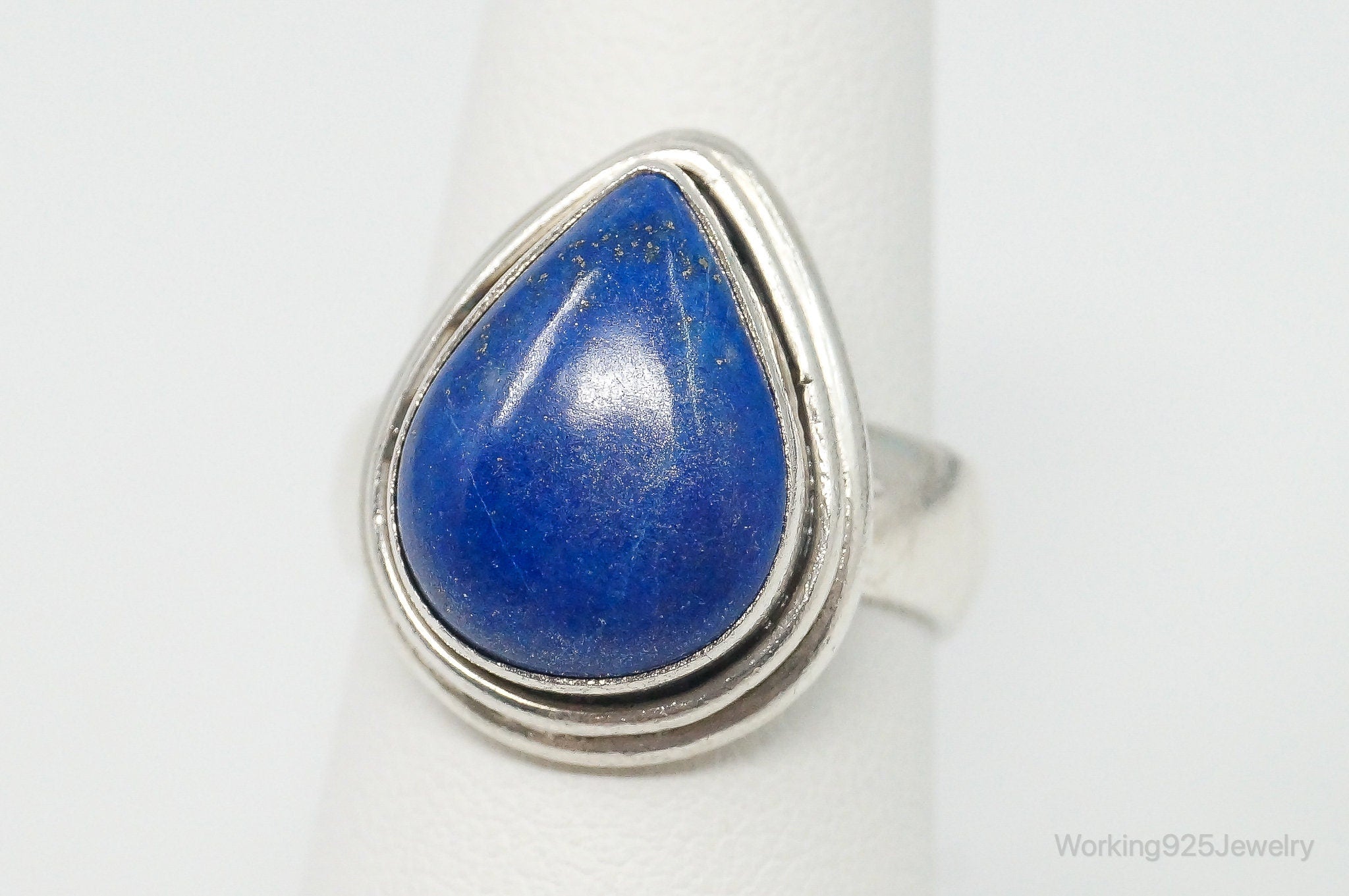 Vintage Lapis Lazuli Sterling Silver Ring - Size 6.25