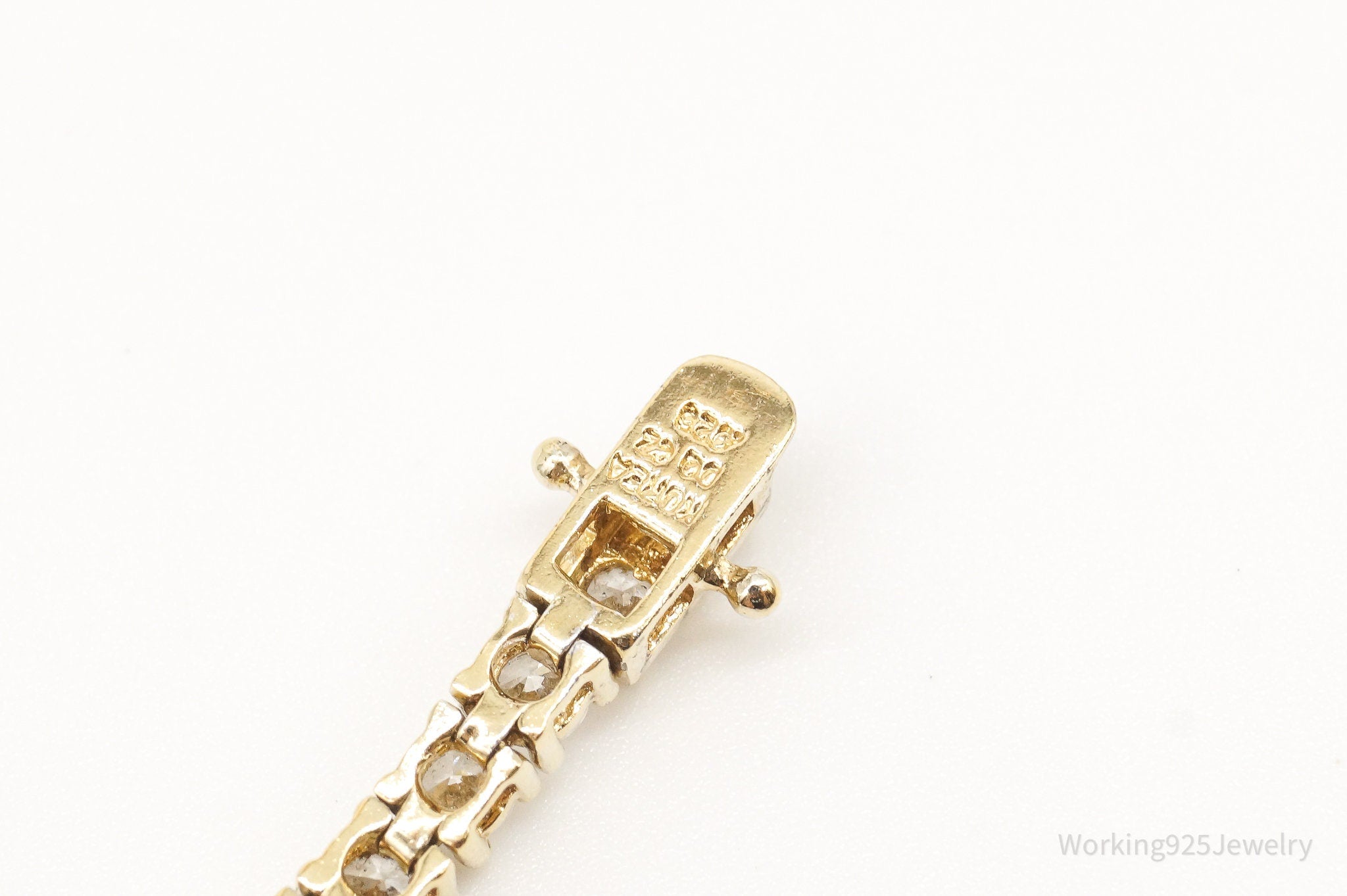 Vintage Cubic Zirconia Gold Vermeil Sterling Silver Tennis Bracelet