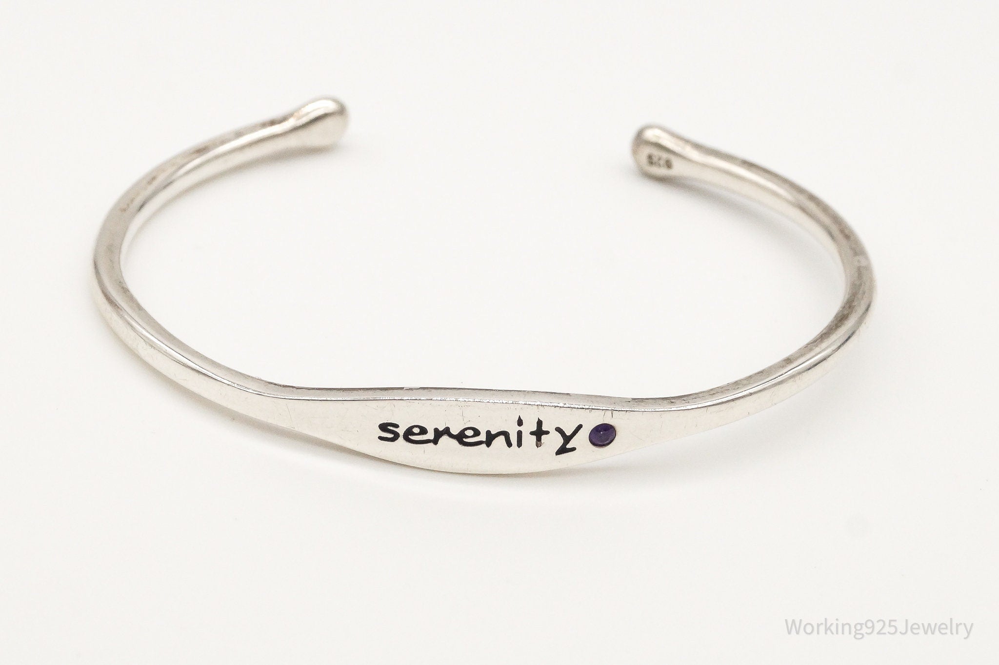 Serenity Prayer Amethyst Sterling Silver Cuff Bracelet