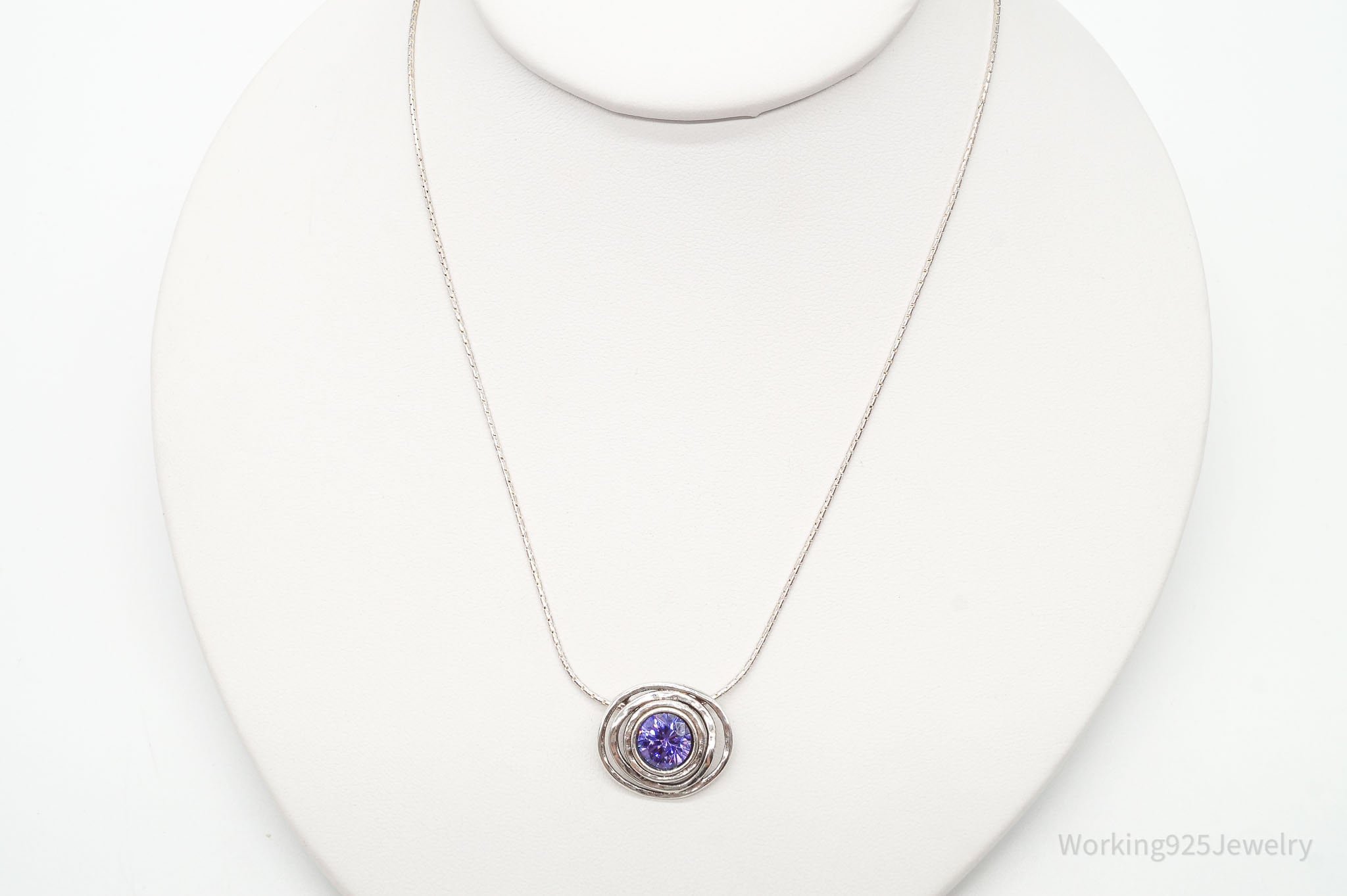 Designer Bili Purple Cubic Zirconia Sterling Silver Necklace