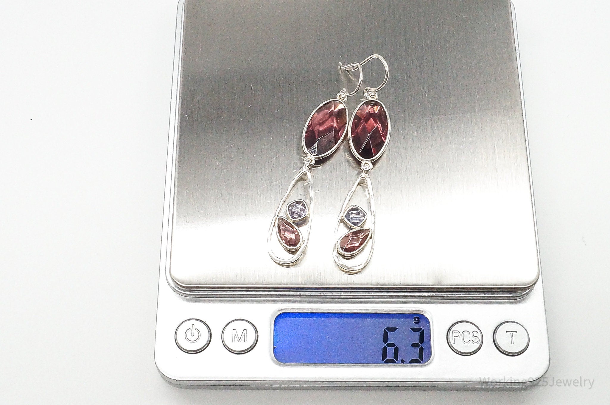 Designer Silpada Retired Long Glass Sterling Silver Earrings