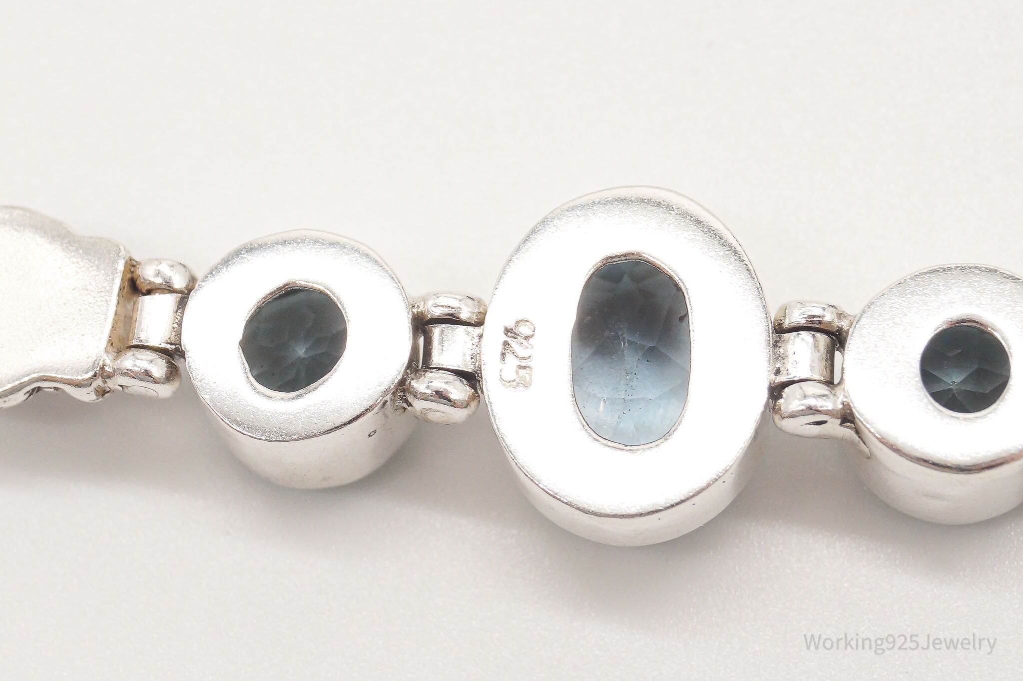 Vintage Blue Topaz Sterling Silver Toggle Bracelet