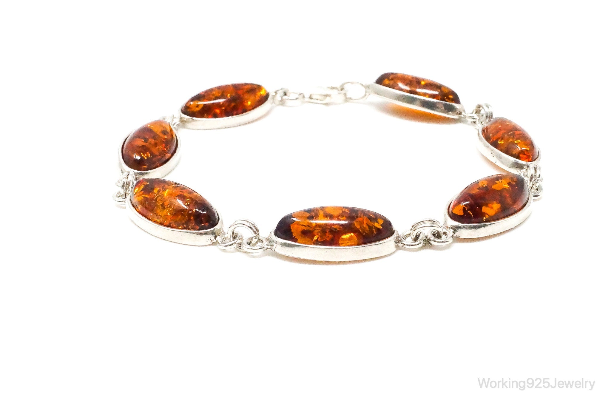 Vintage Baltic Amber Sterling Silver Bracelet