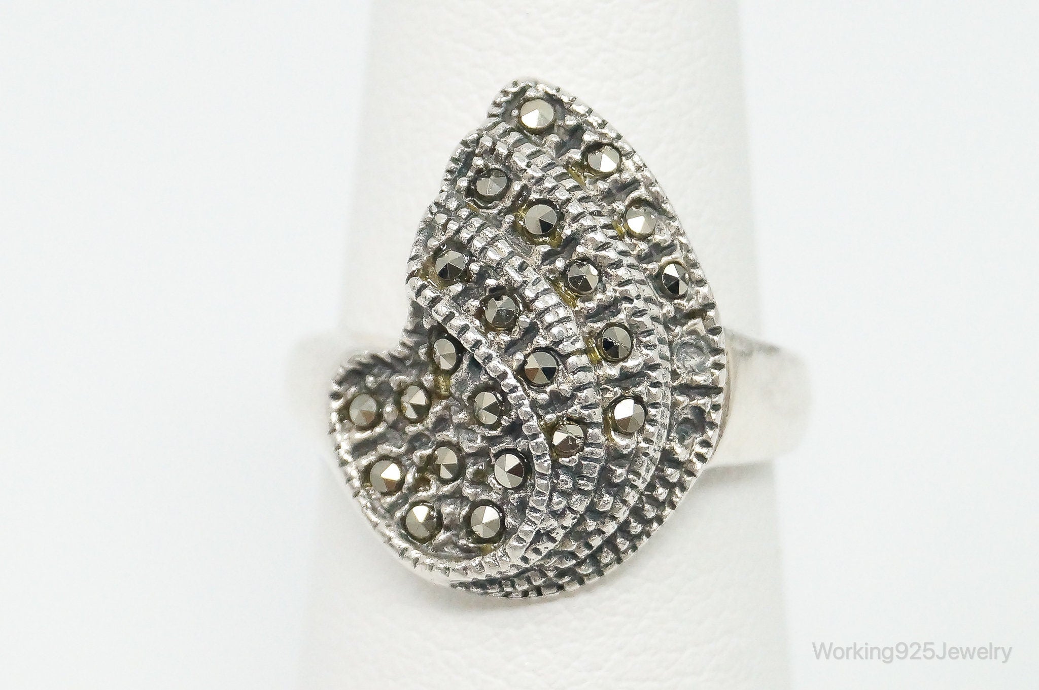 Vintage Art Deco Style Marcasite Sterling Silver Ring Size 5