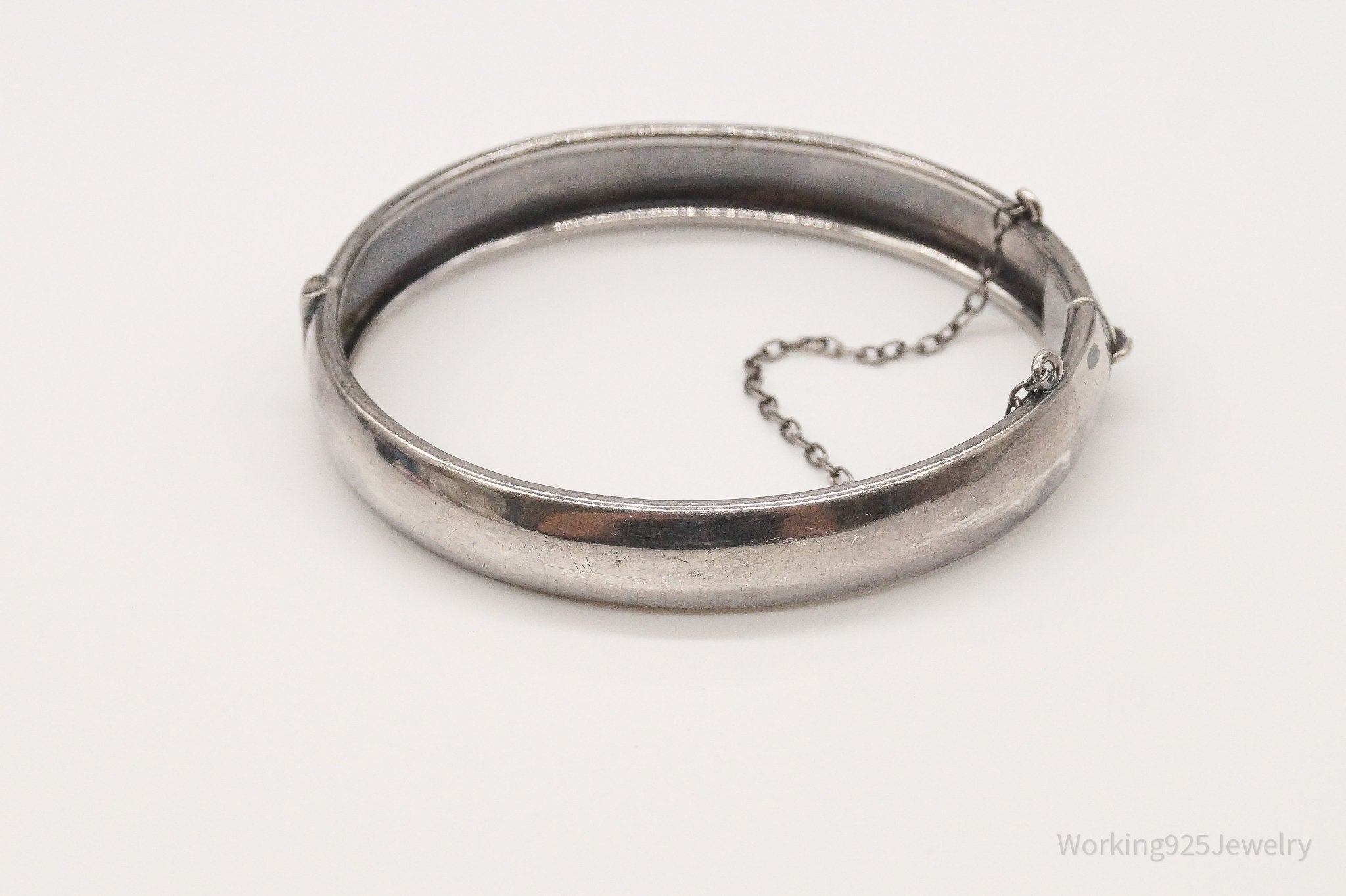 Antique Floral Etched Sterling Silver Bracelet