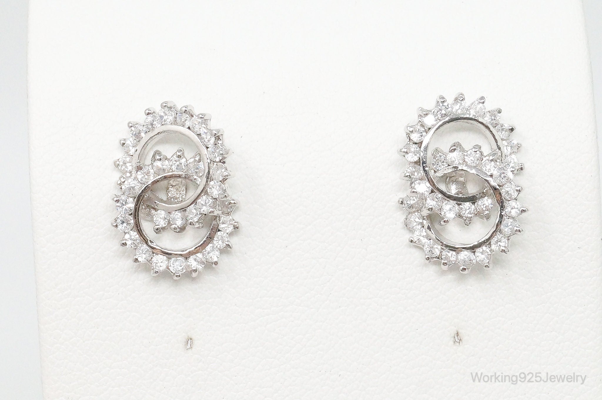 Vintage Cubic Zirconia Sterling Silver Earrings