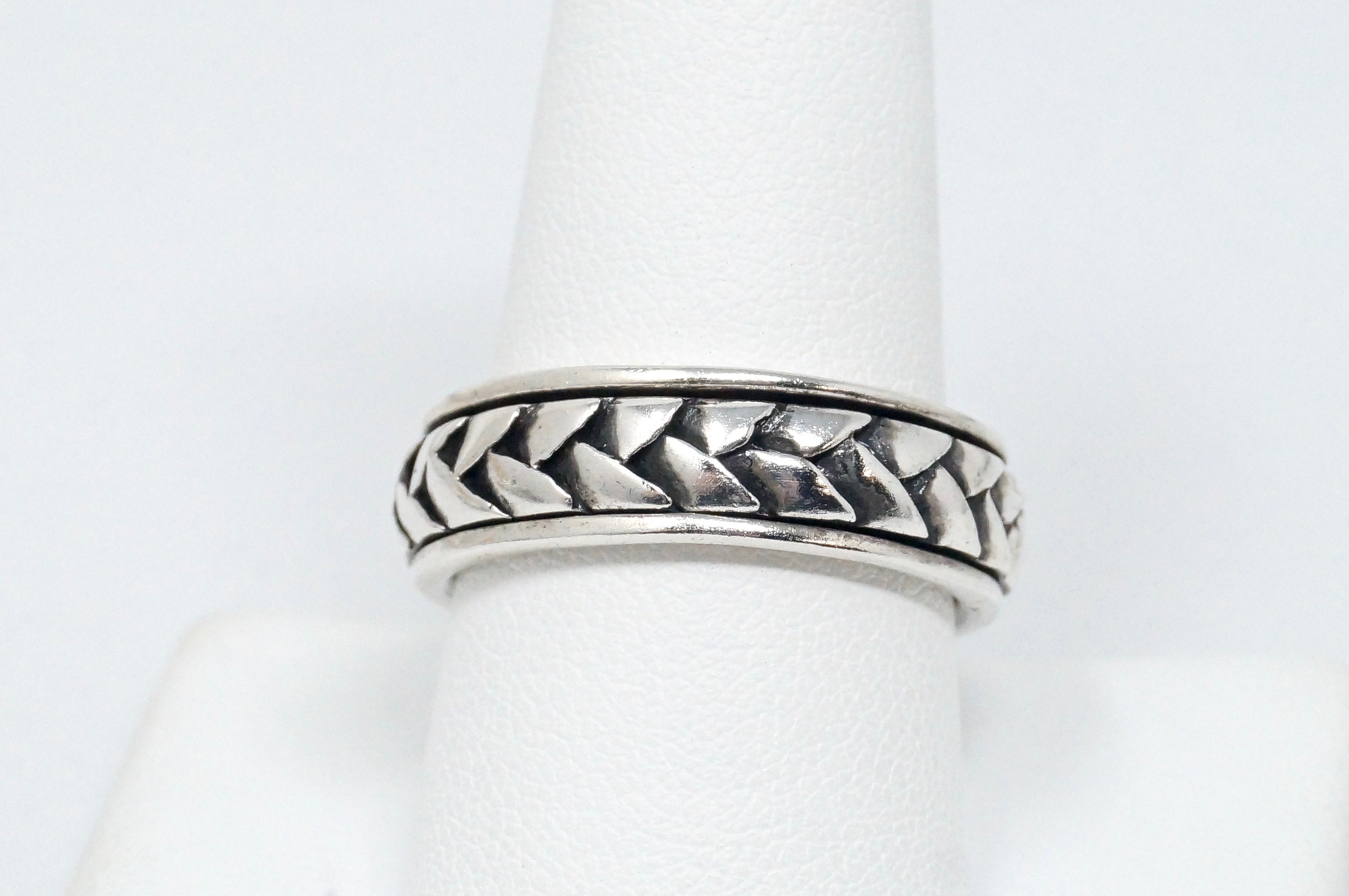 Amazing Vintage Braid Designer Sterling Silver Spinner Band Ring - Size 9.75