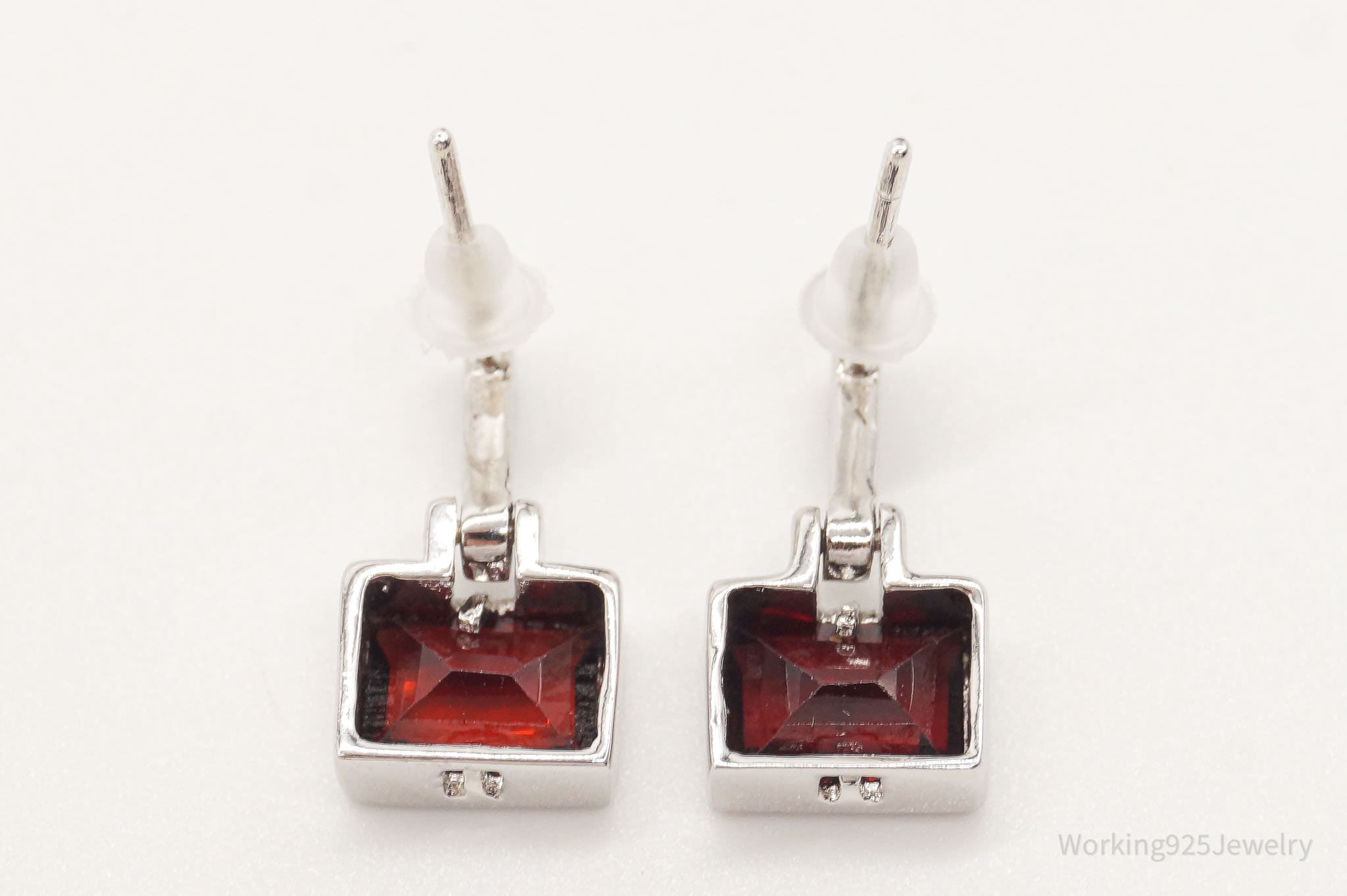 Vintage Garnet Sterling Silver Earrings