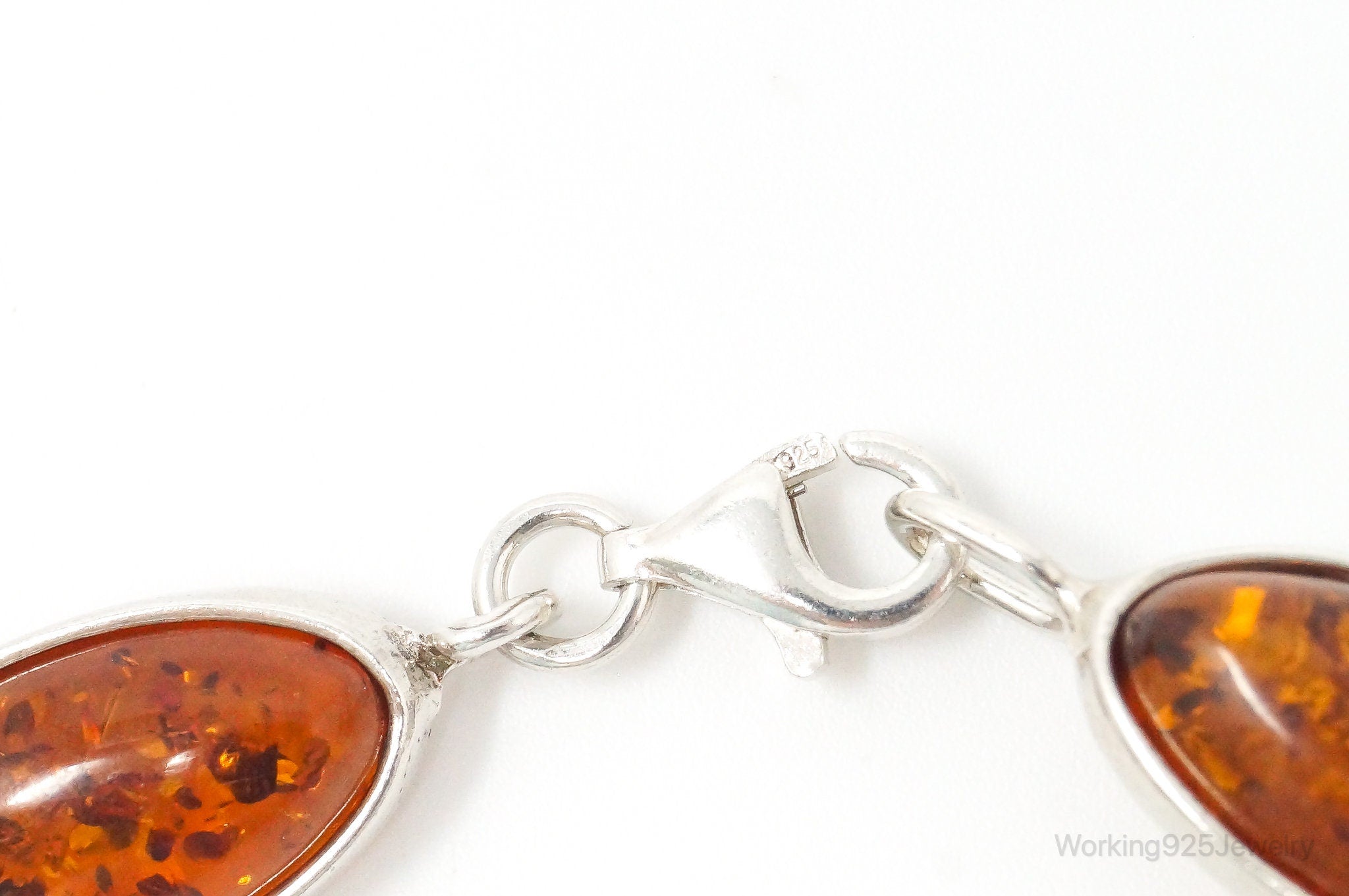 Vintage Baltic Amber Sterling Silver Bracelet