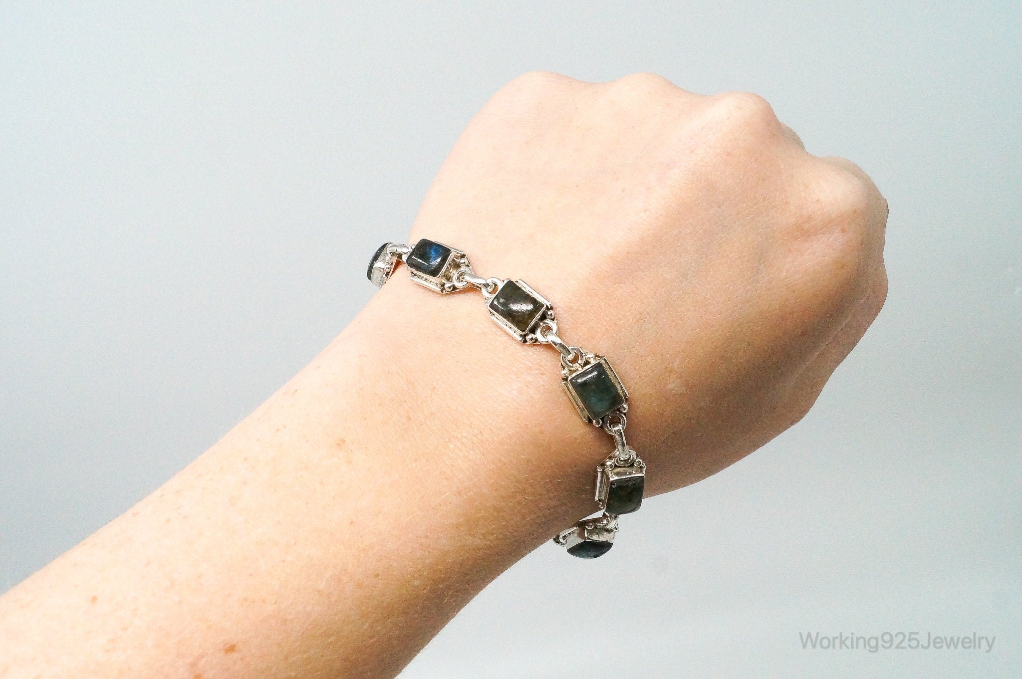 Vintage Labradorite Sterling Silver Bracelet