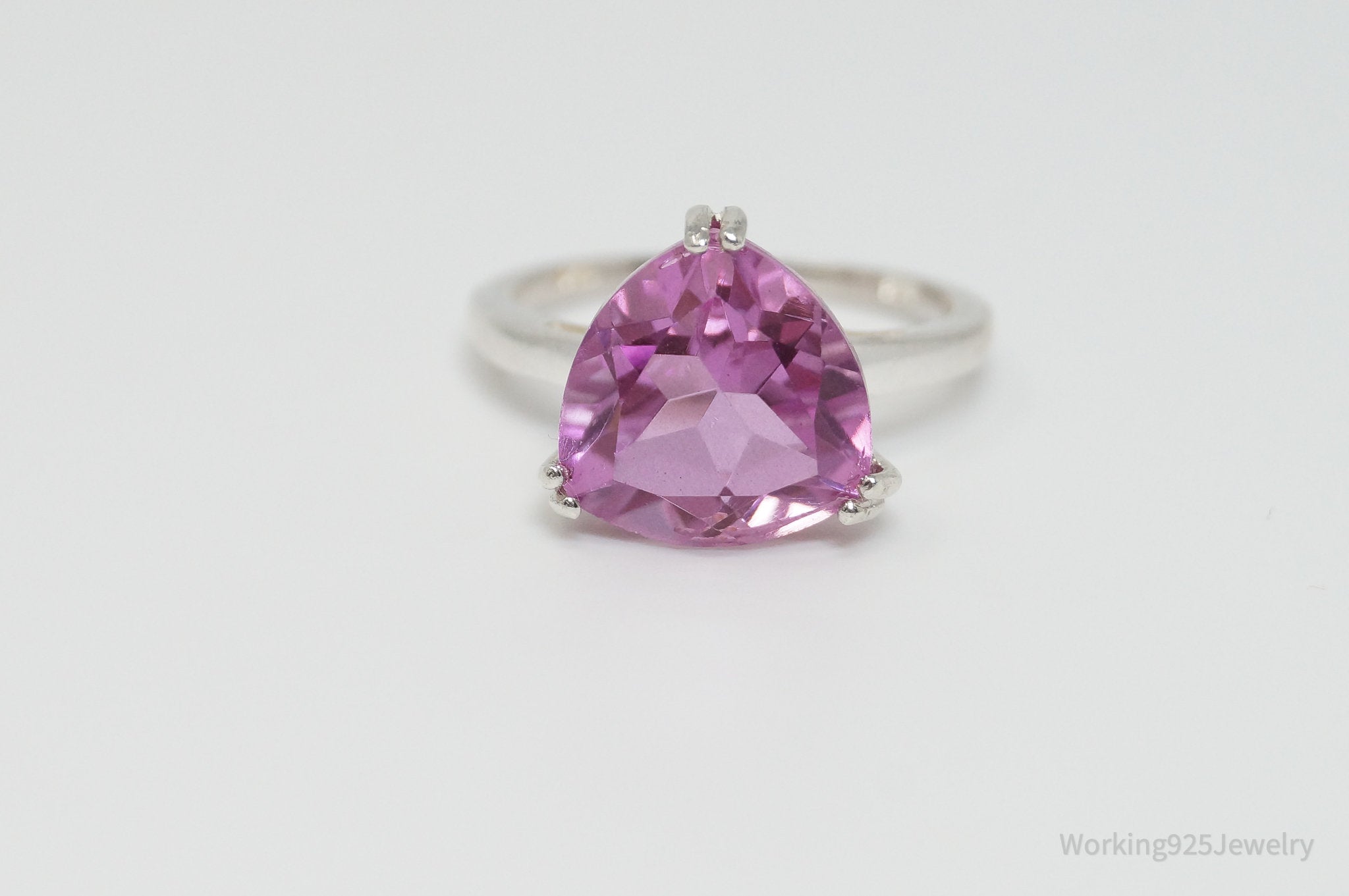 Vintage Art Deco Pink Topaz Sterling Silver Ring - Sz 8