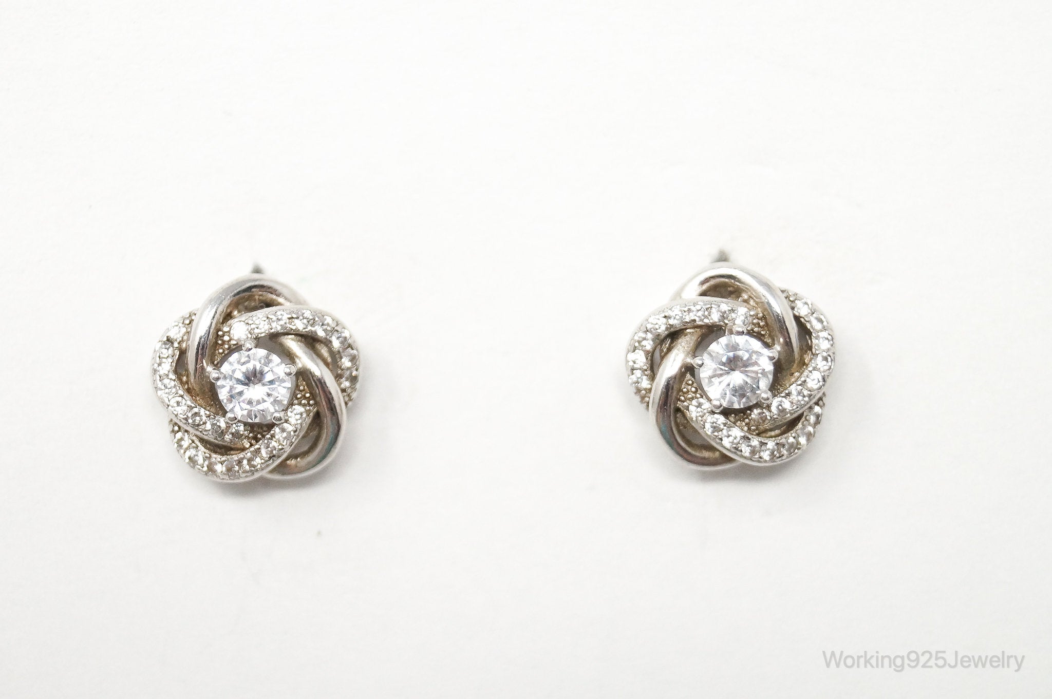 Cubic Zirconia Sterling Silver Stud Post Earrings