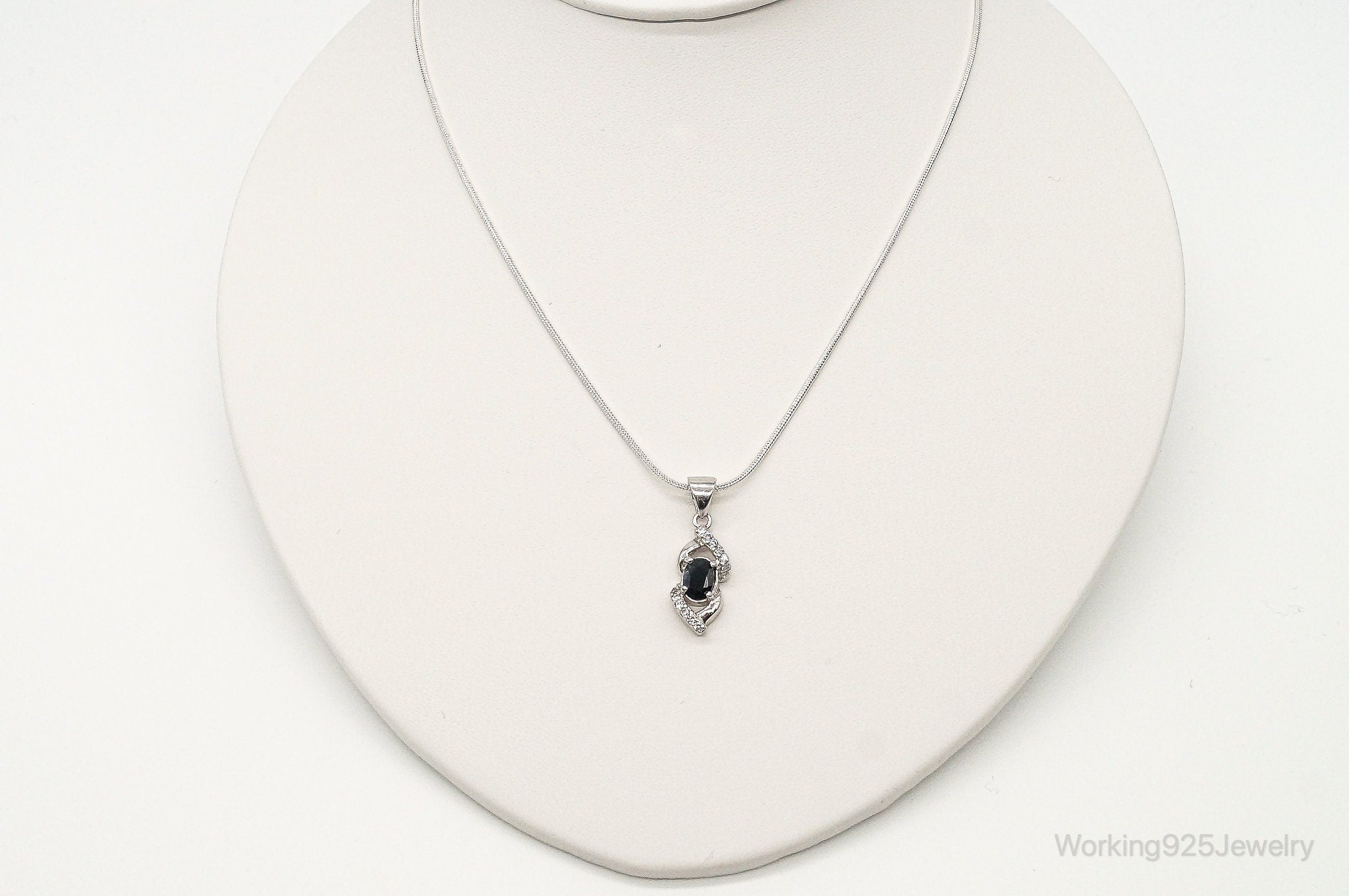 Sapphire Cubic Zirconia Sterling Silver Necklace