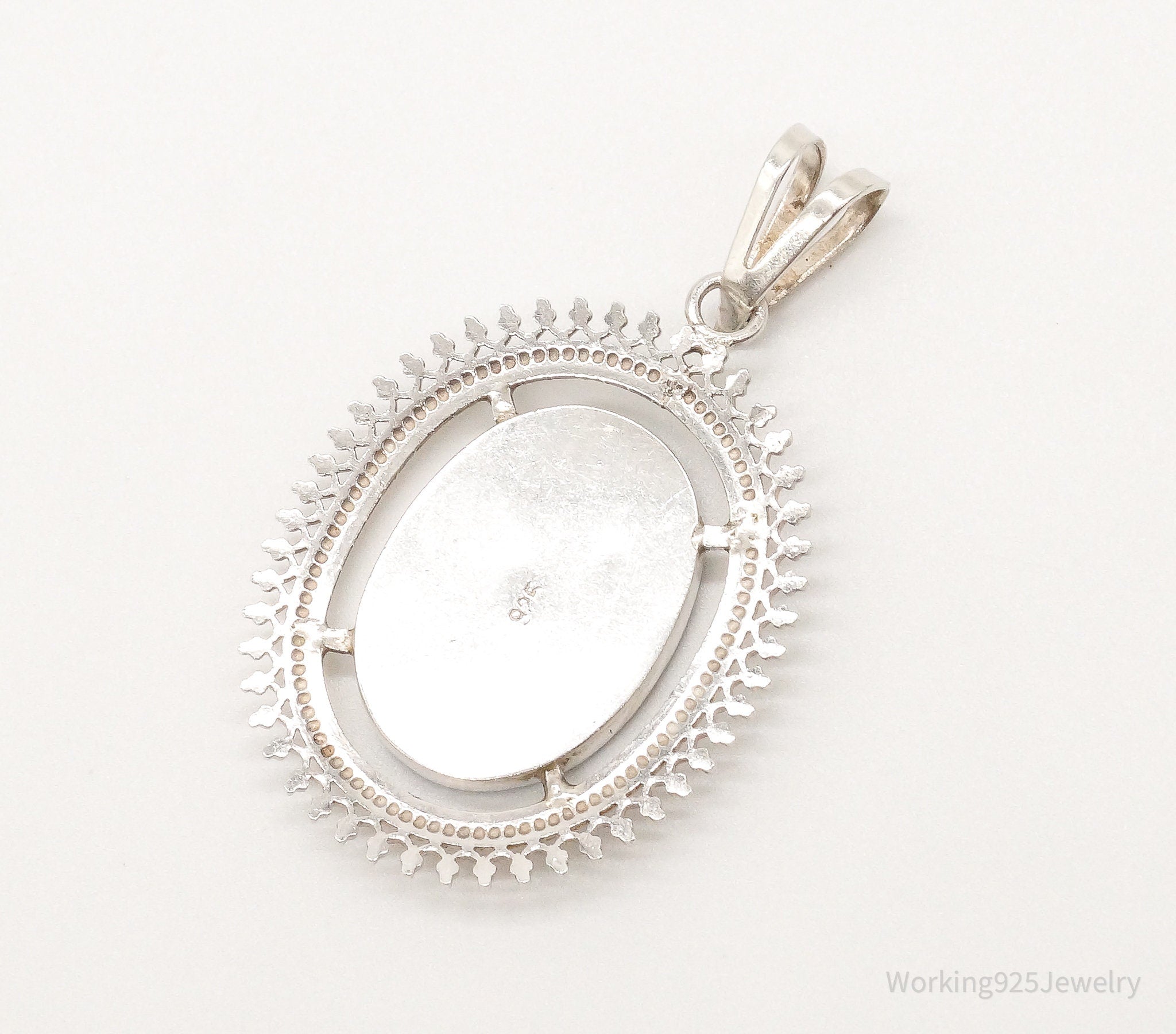 Vintage Large Chrysocolla Sterling Silver Pendant