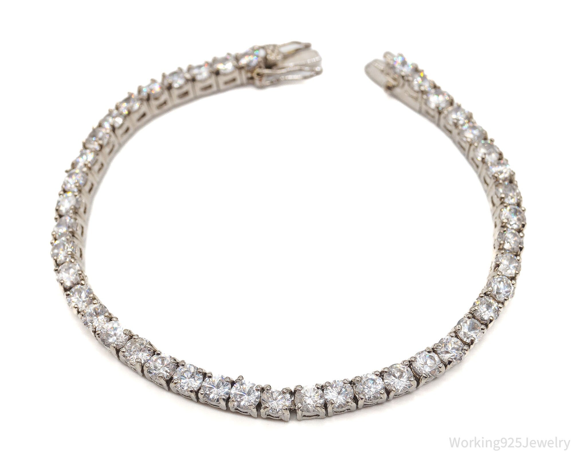 Vintage Cubic Zirconia Silver Tennis Bracelet