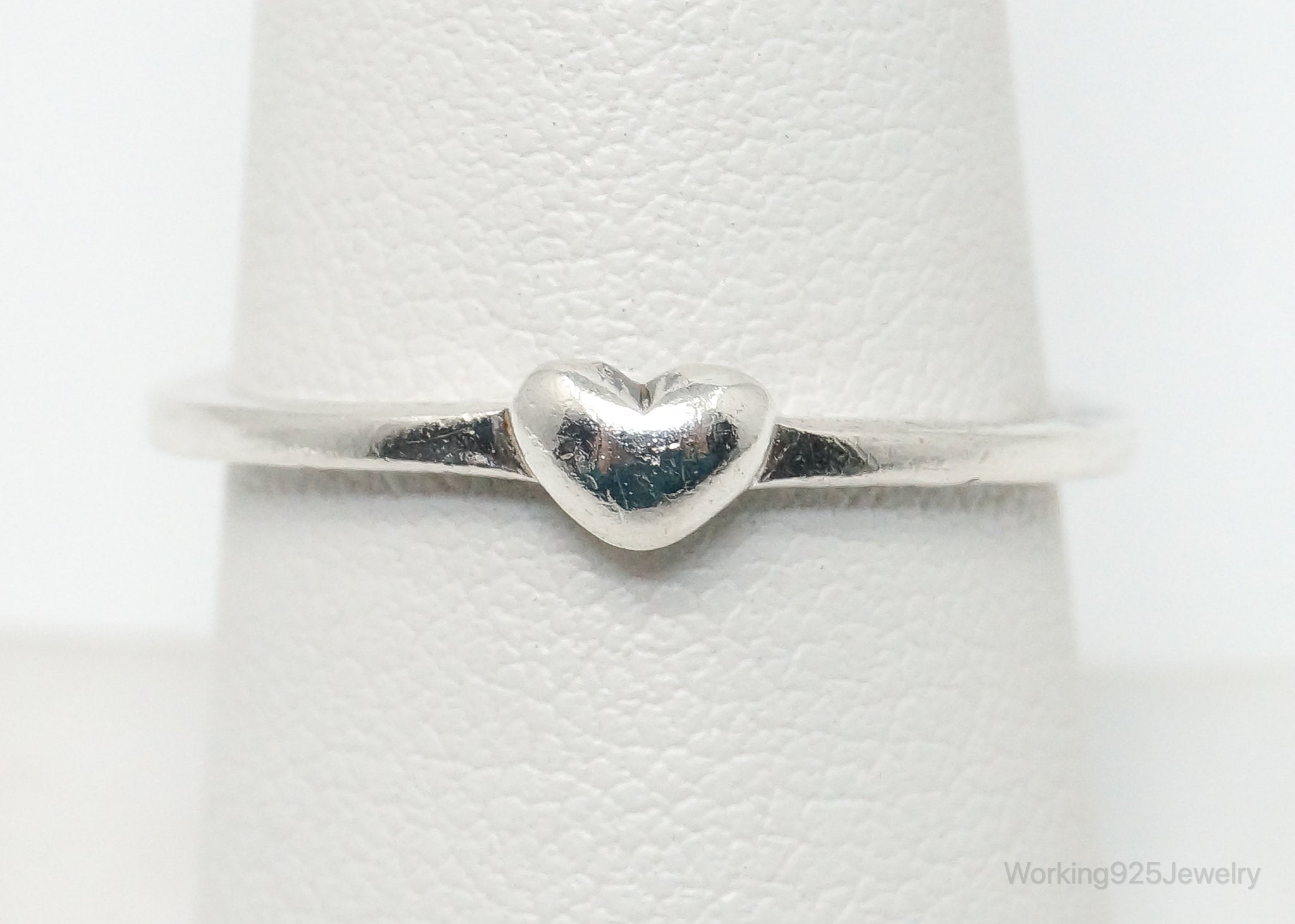 Vintage Heart Sterling Silver Ring - Size 7.5