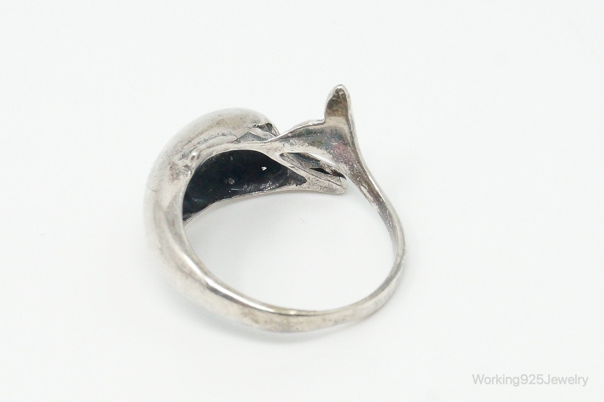 Vintage Dolphin Sterling Silver Wrap Ring - Size 7