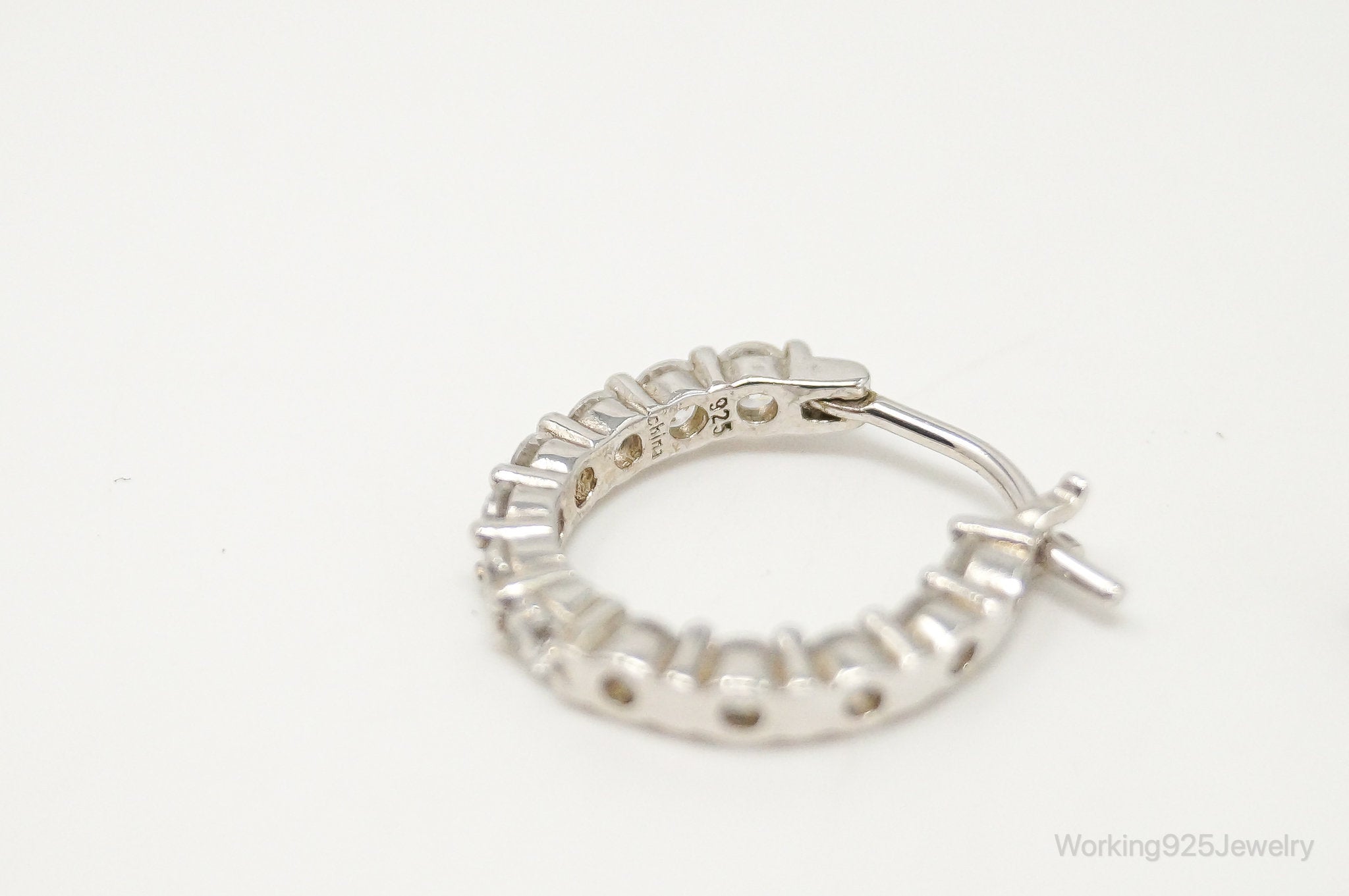 Cubic Zirconia Sterling Silver Hoop Earrings