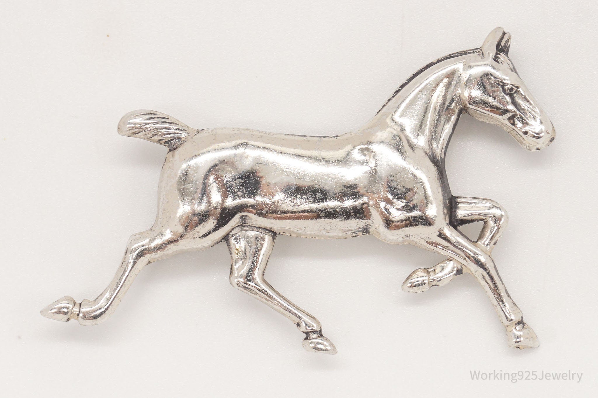 Antique Horse Sterling Silver Brooch Pin