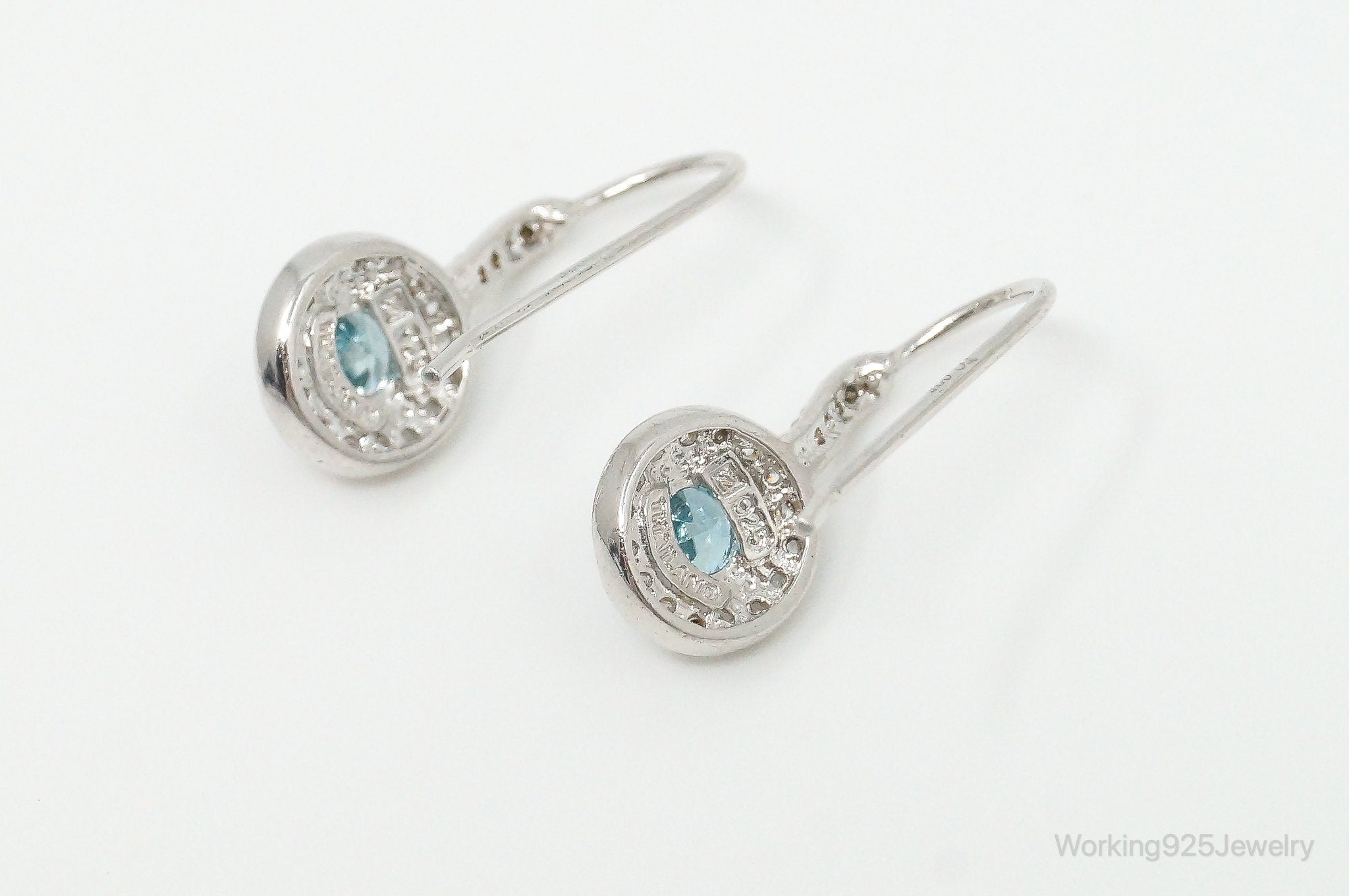 Blue Topaz Cubic Zirconia Sterling Silver Earrings