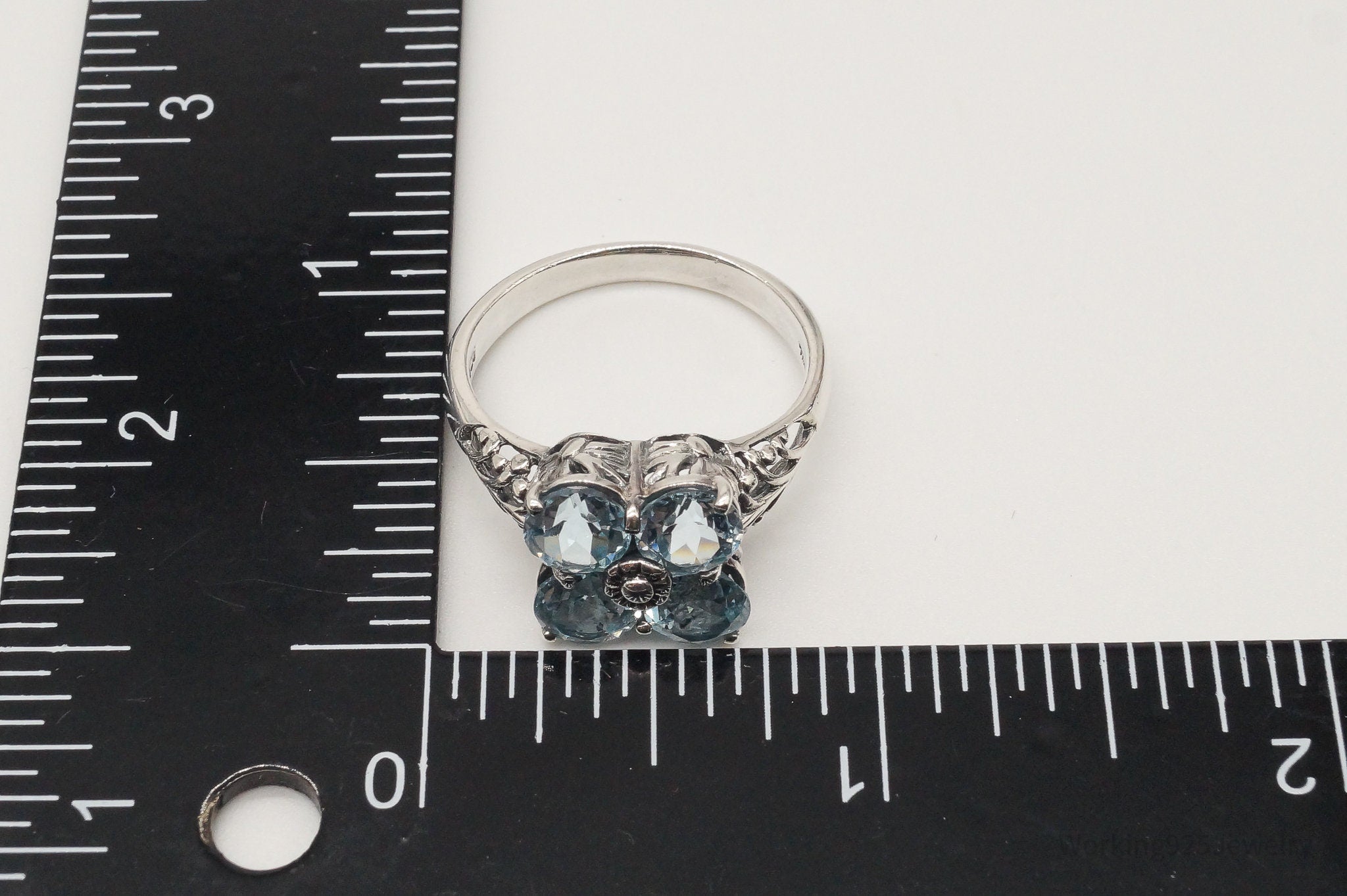 Designer CNA Blue Topaz Sterling Silver Ring - Size 10