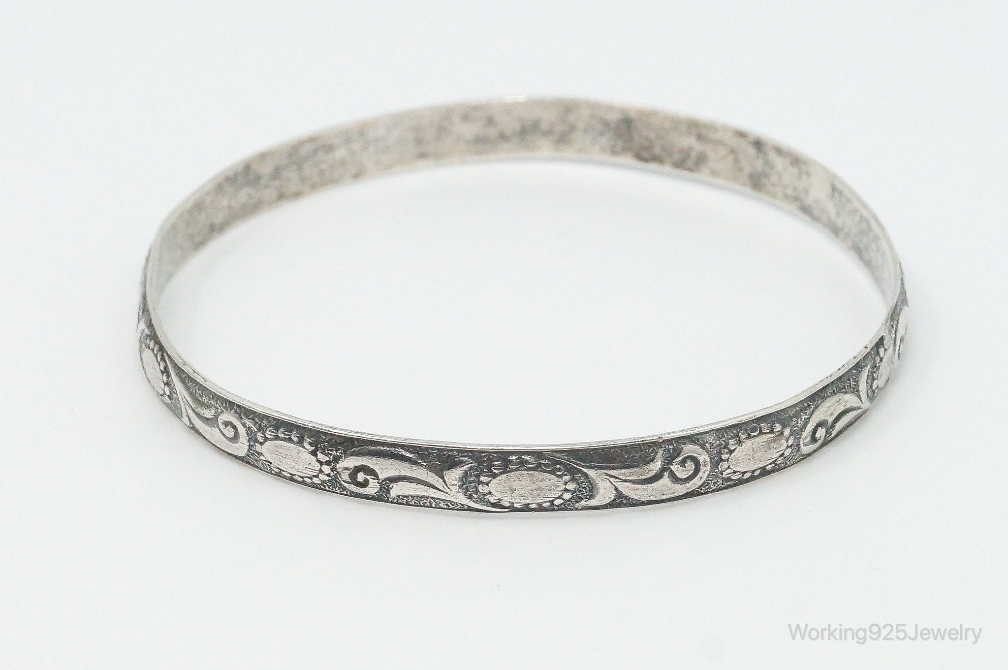 Antique Designer Danecraft Art Deco Sterling Silver Bangle Bracelet