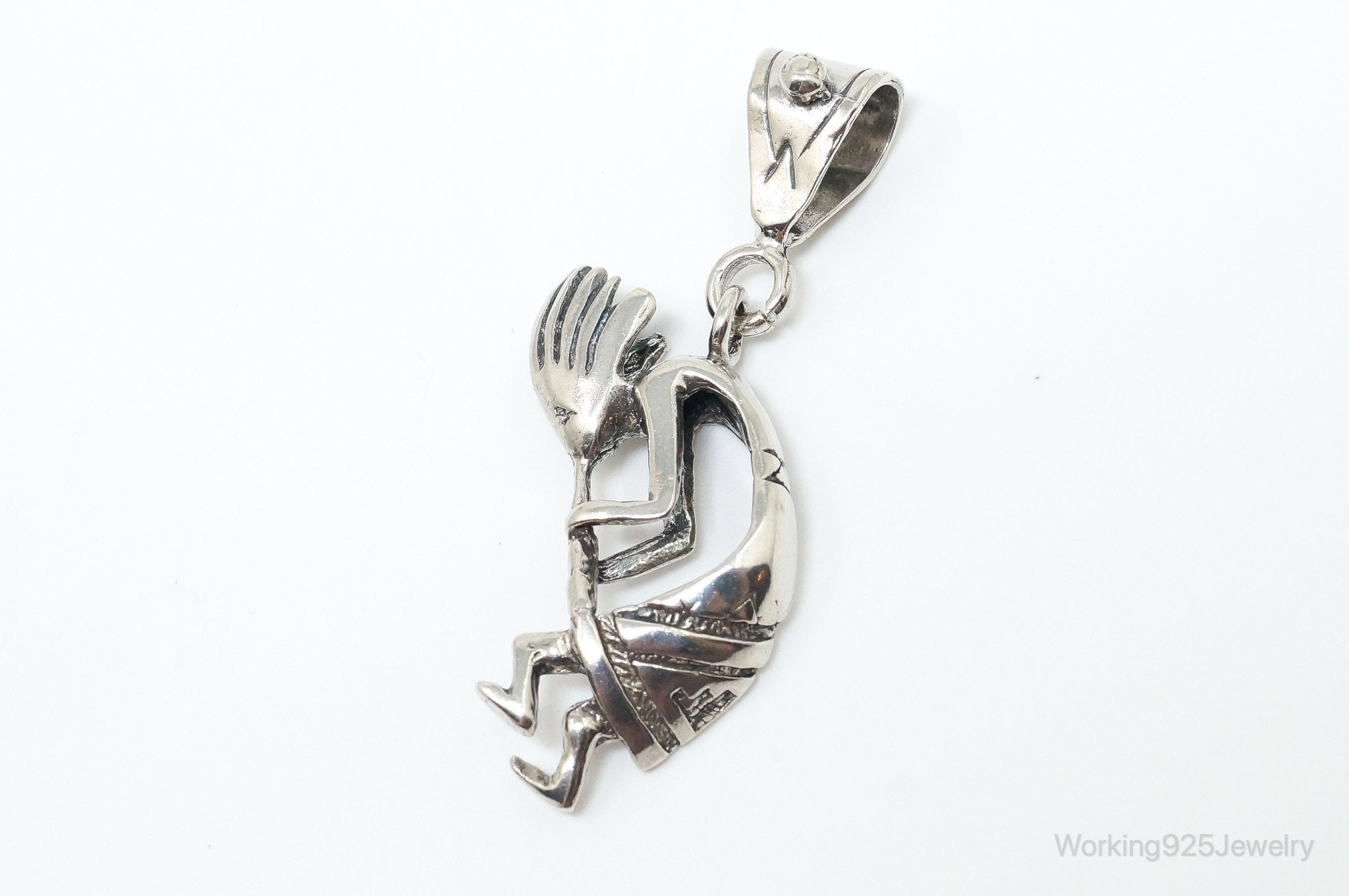 Large Vintage Native American Dancing Kokopelli Sterling Silver Pendant