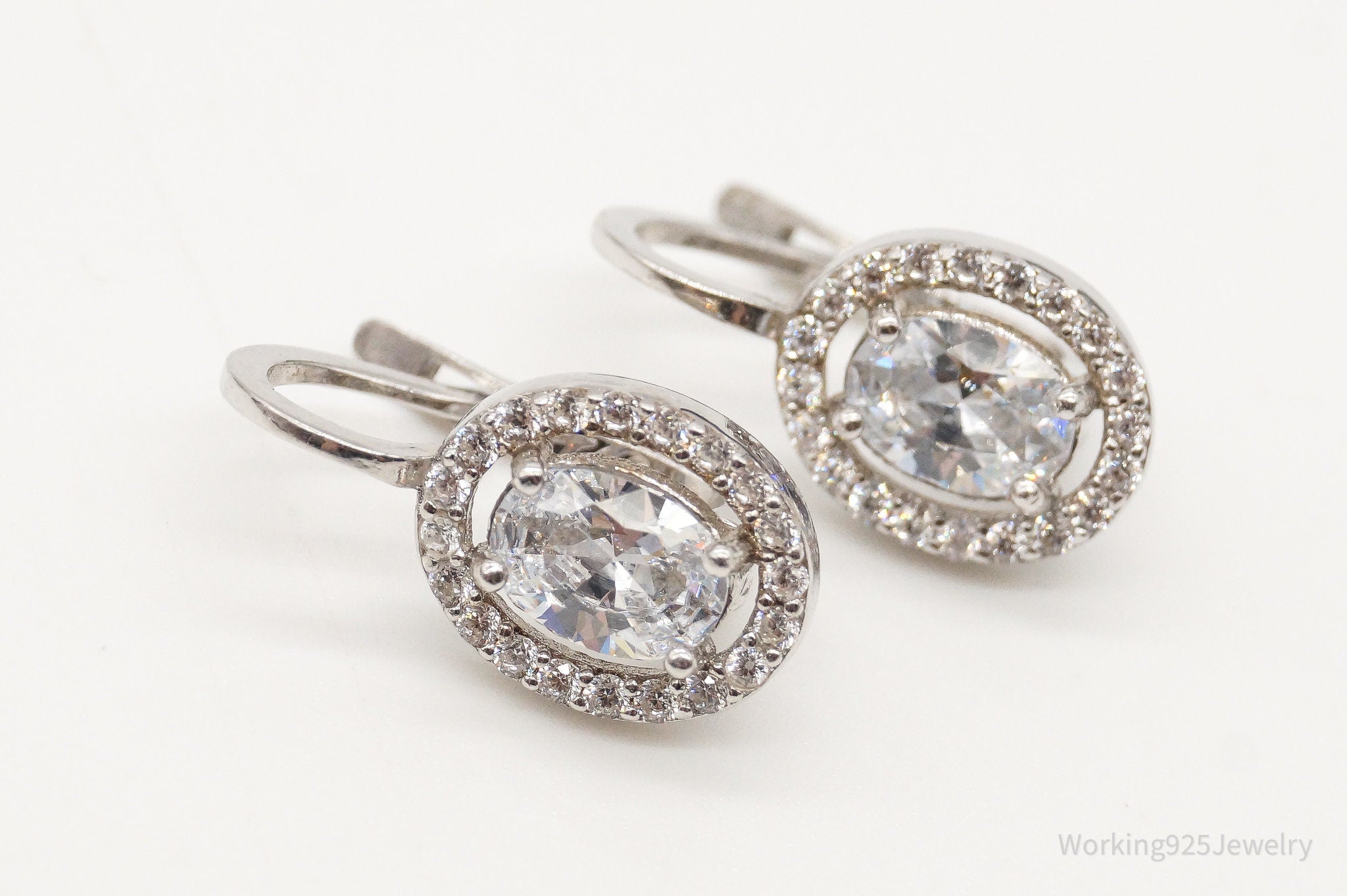 Vintage Cubic Zirconia Sterling Silver Earrings