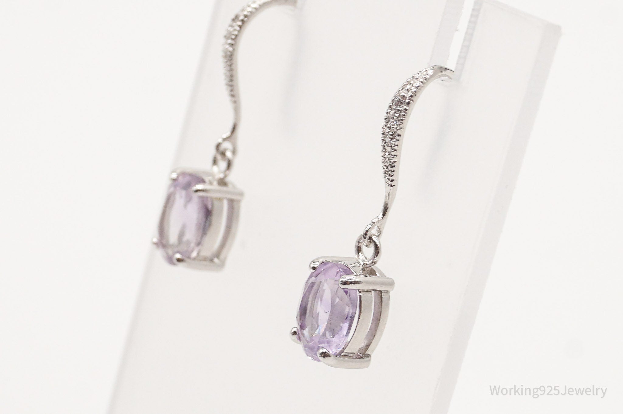 Vintage Designer RJC Amethyst Cubic Zirconia Sterling Silver Earrings