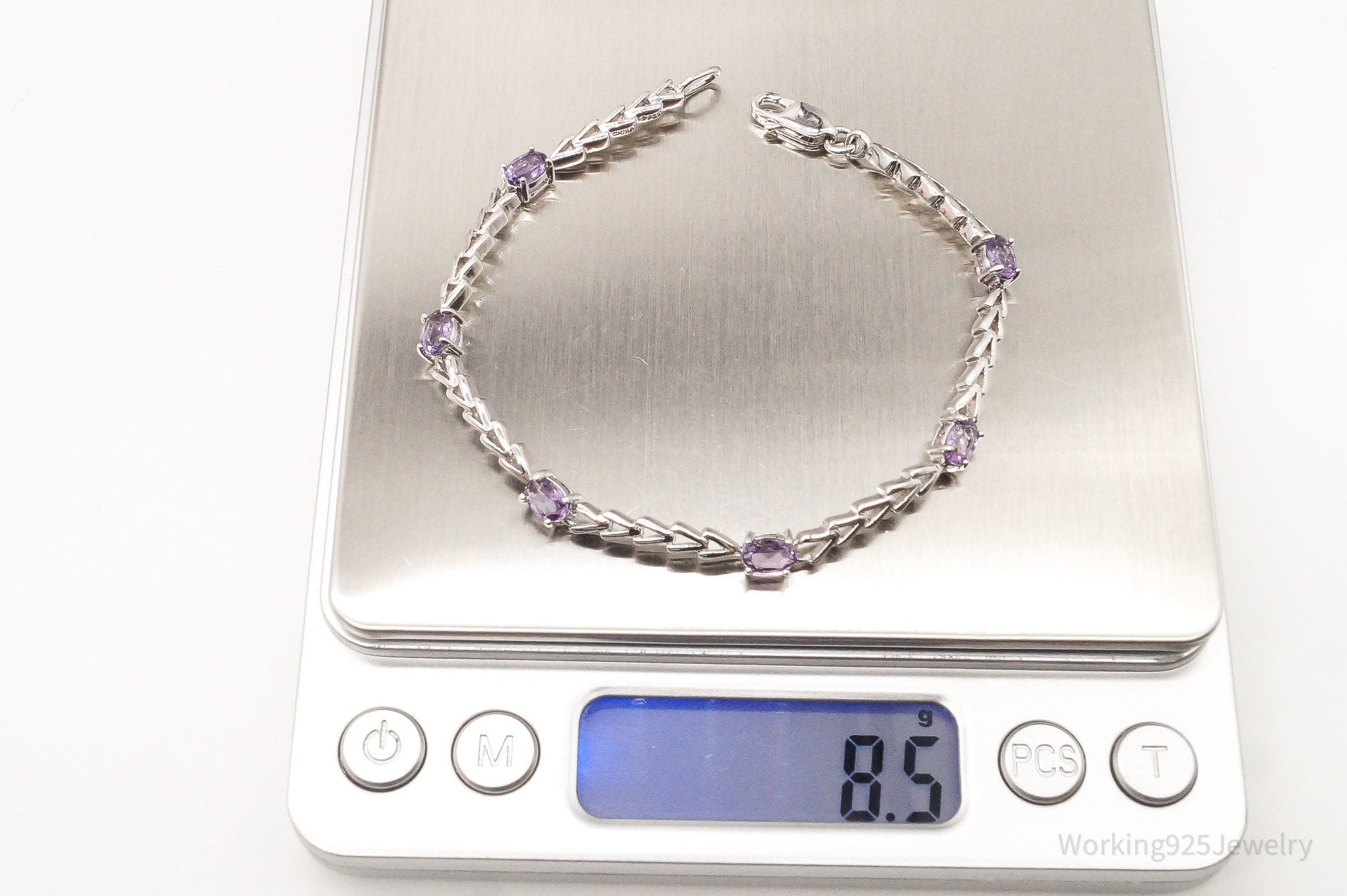 Vintage Amethyst Sterling Silver Bracelet